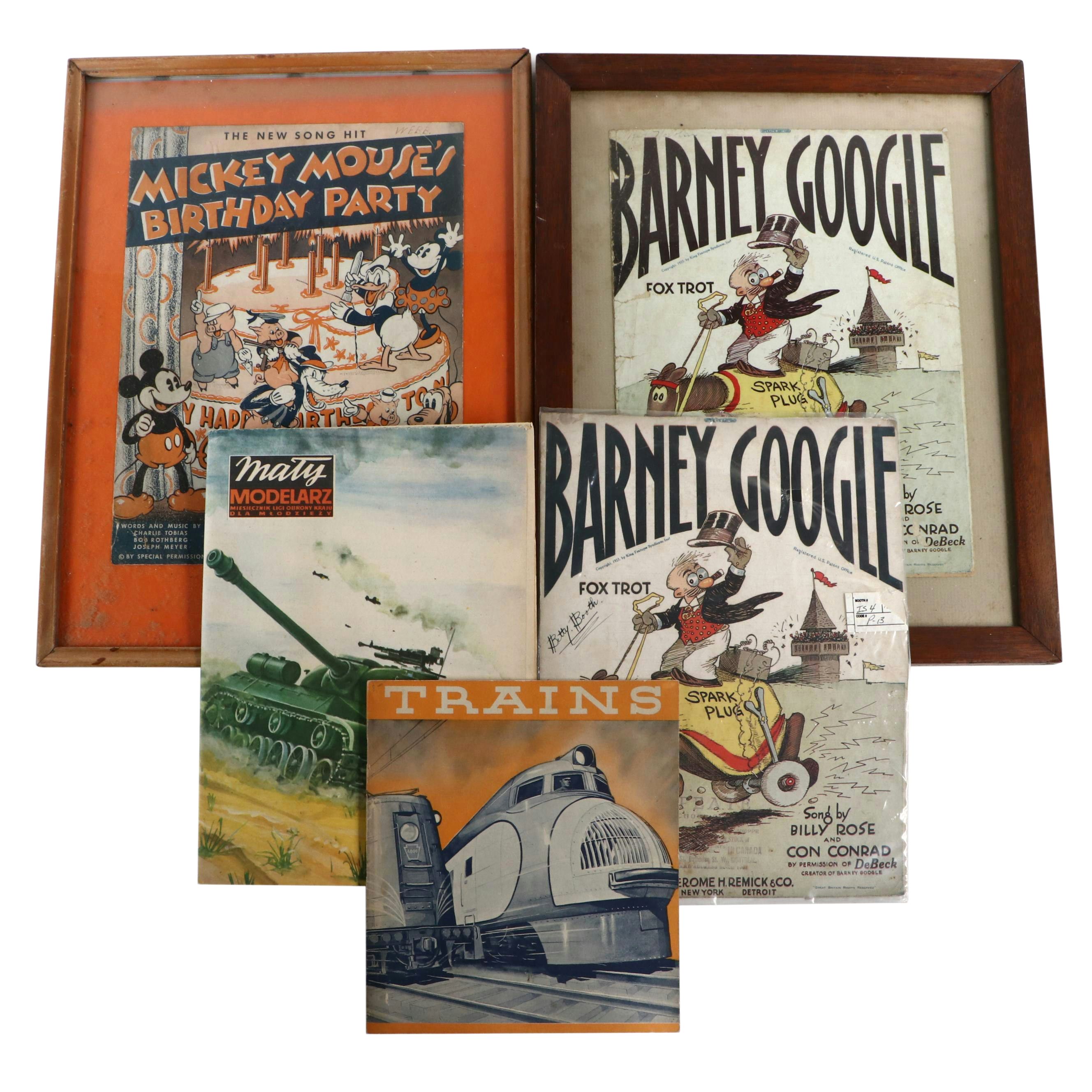 "Barney Google" Sheet Music with Book, Magazine and More Ephemera