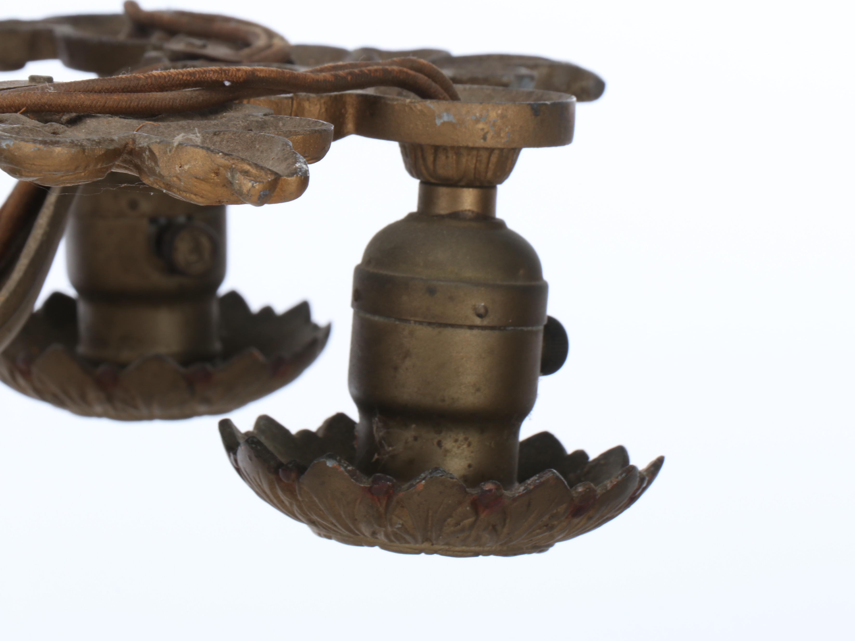 Art Deco Slipper Chandelier with Victorian Five-Light Chandelier, Antique