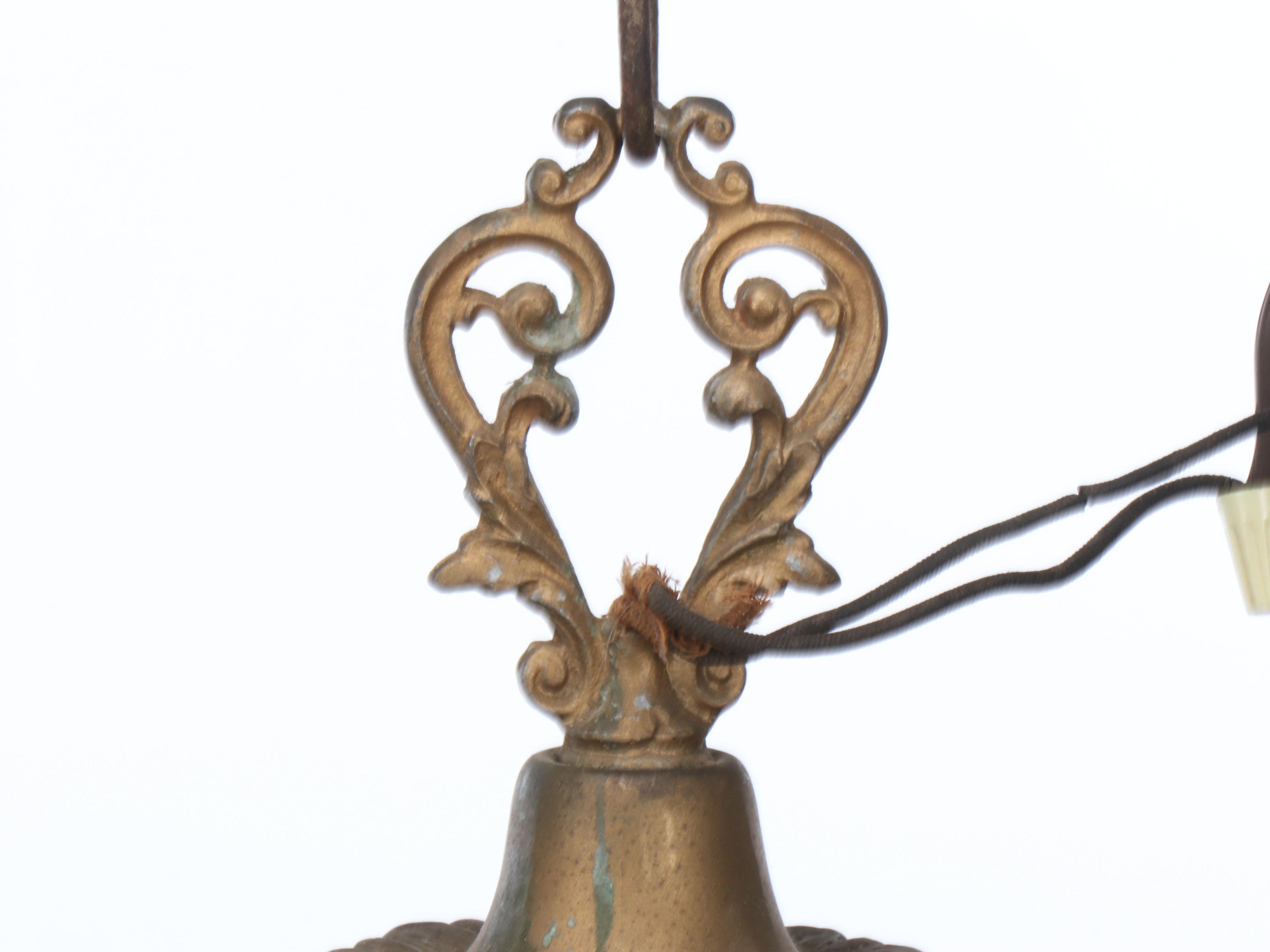 Art Deco Slipper Chandelier with Victorian Five-Light Chandelier, Antique