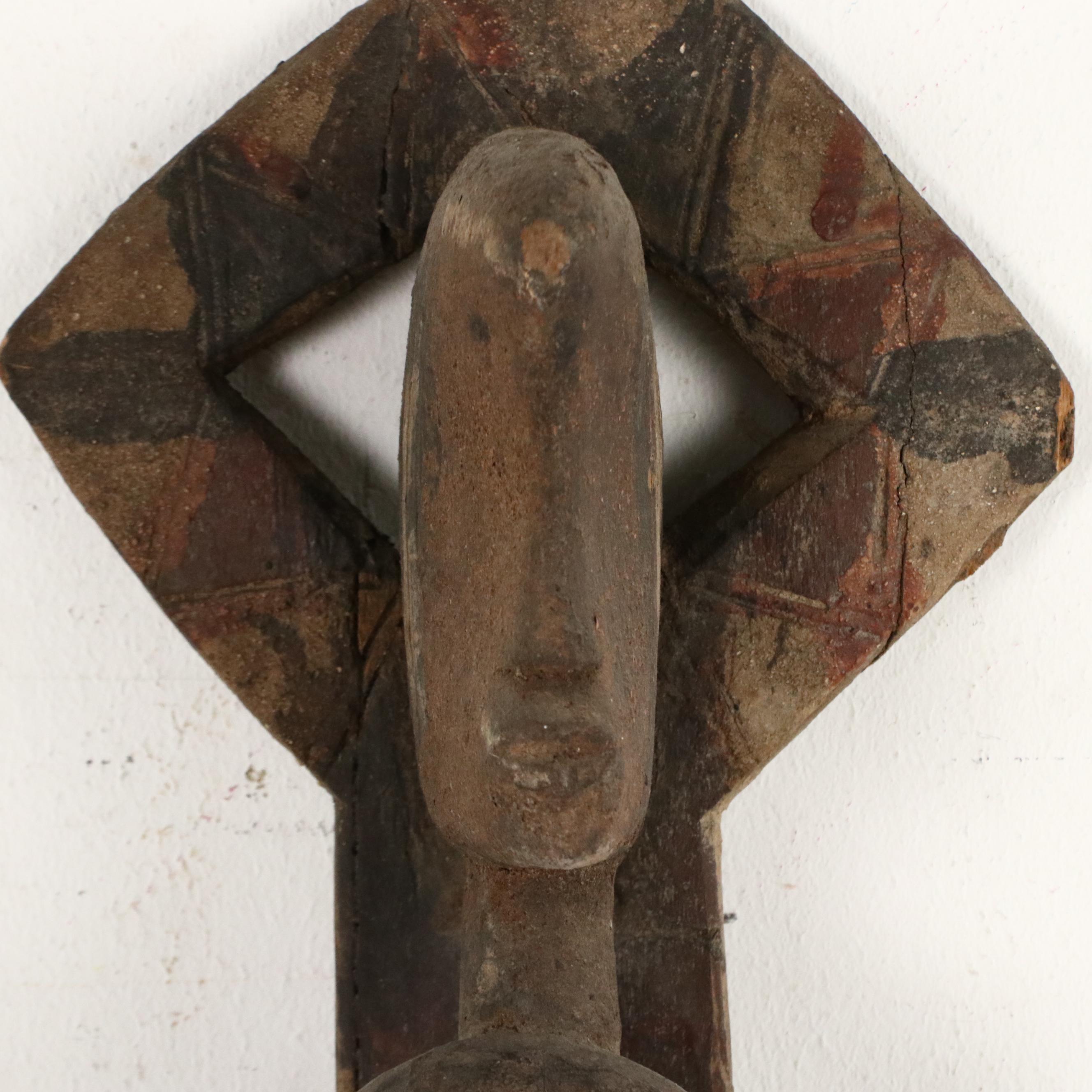 Bwa Polychrome Carved Wood Plank Mask, 20th Century