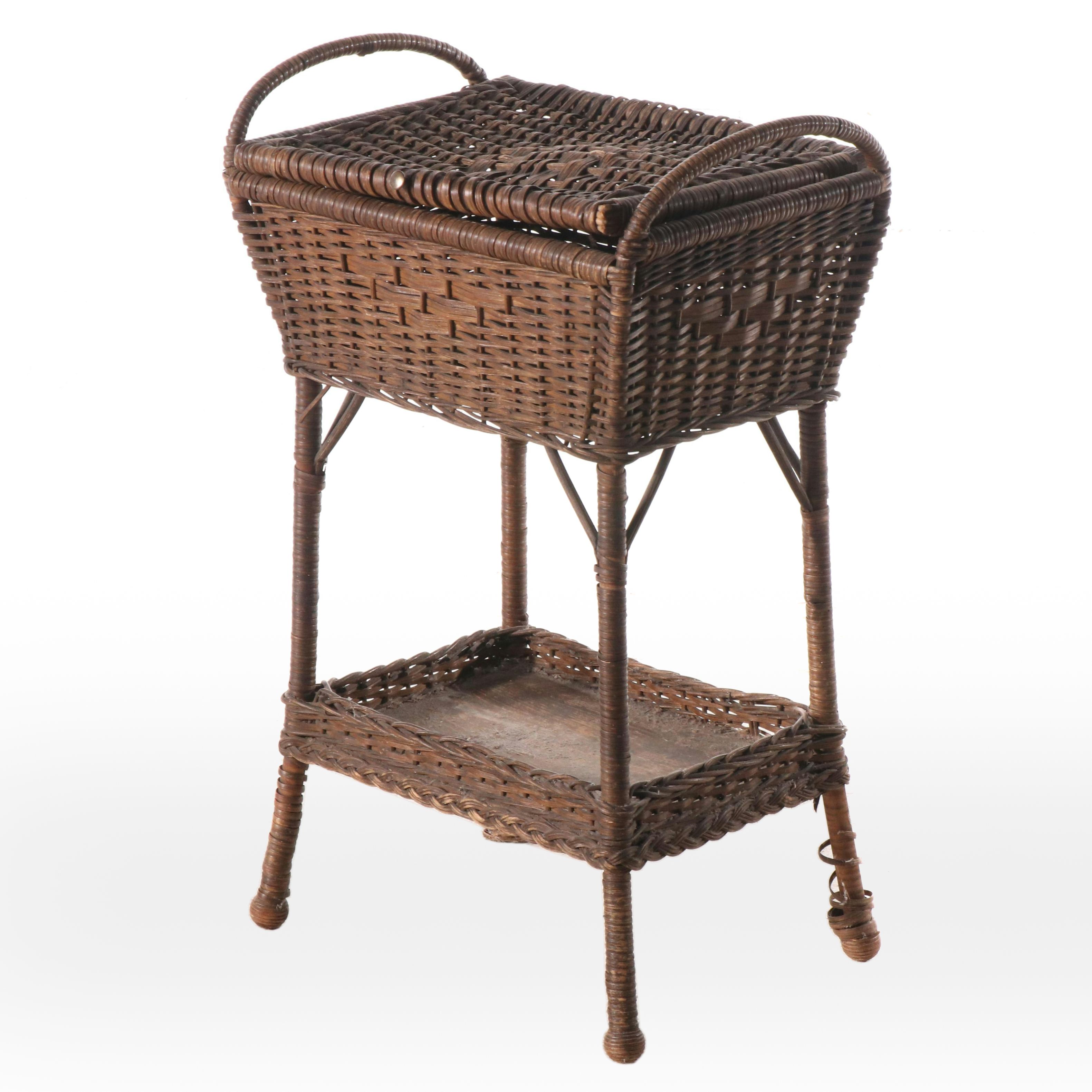 Victorian Style Wicker Sewing Basket, Late 19th/Early 20th Century