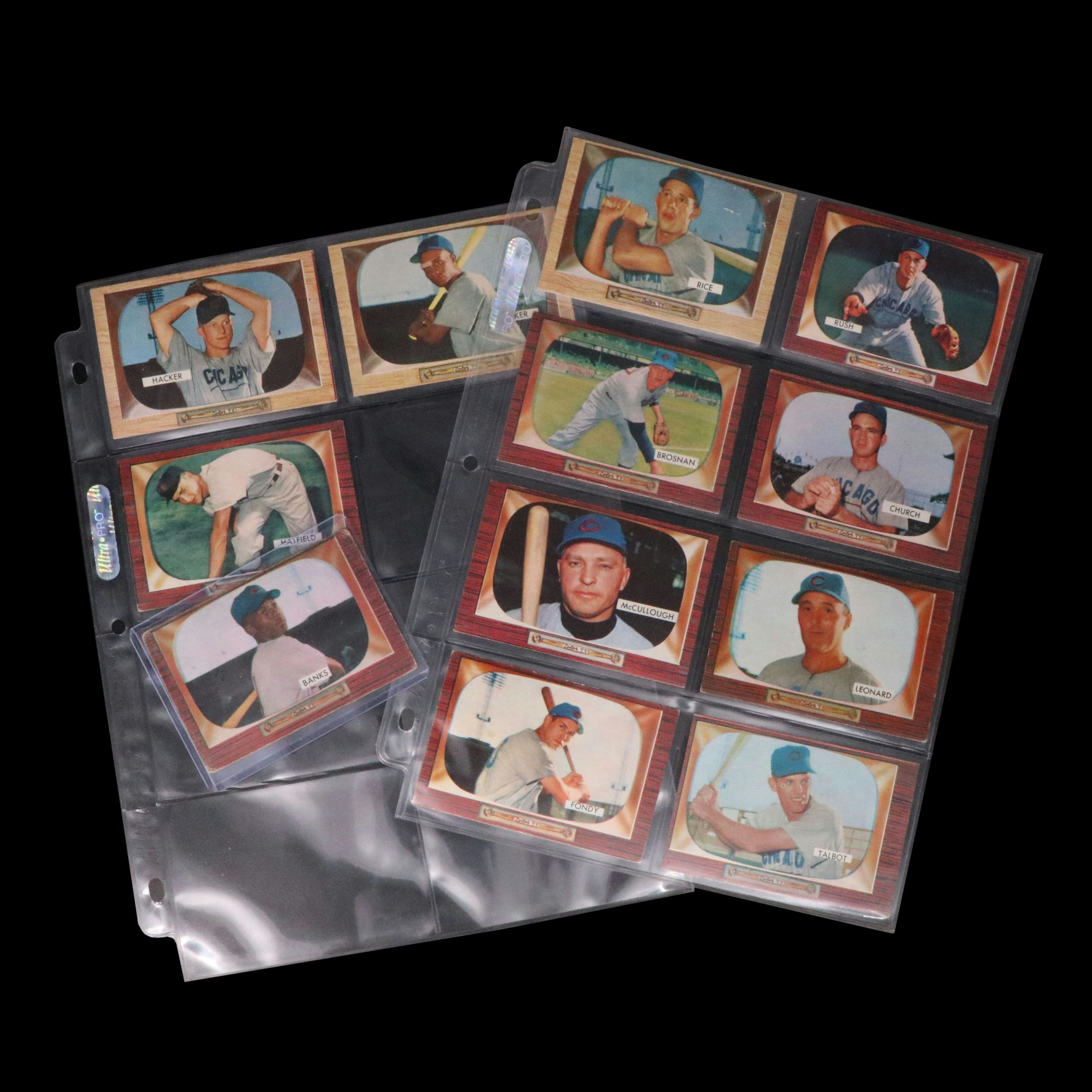 1955 Bowman Chicago Cubs Baseball Cards Featuring Ernie Banks and More