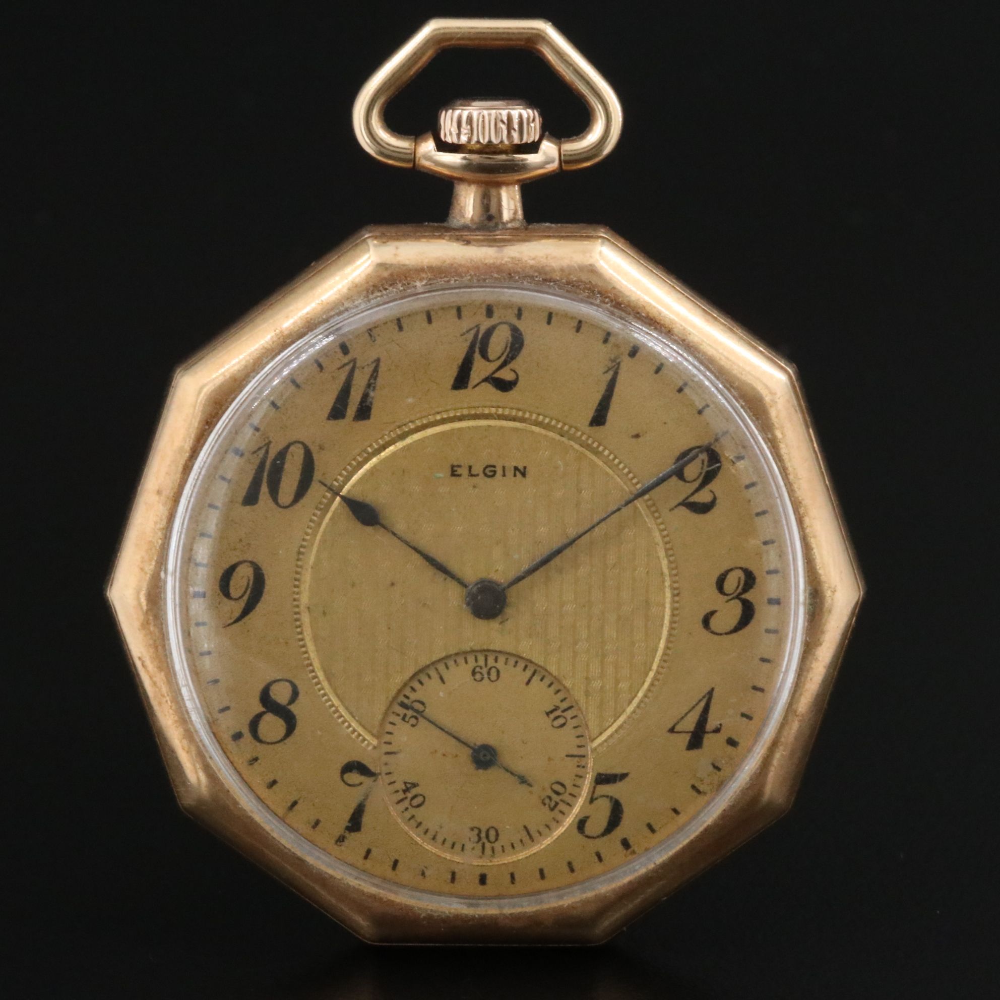14K Elgin Art Deco Octagon Pocket Watch