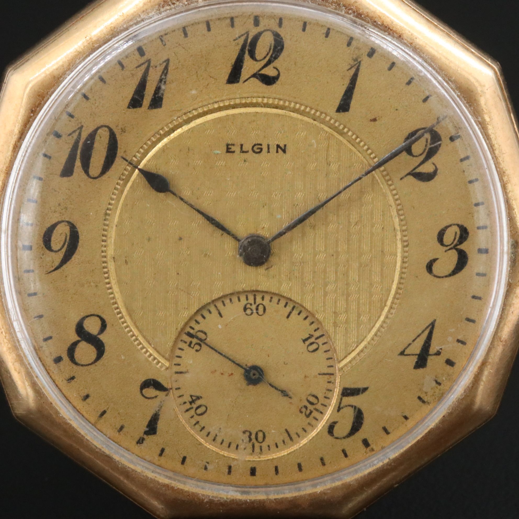 14K Elgin Art Deco Octagon Pocket Watch