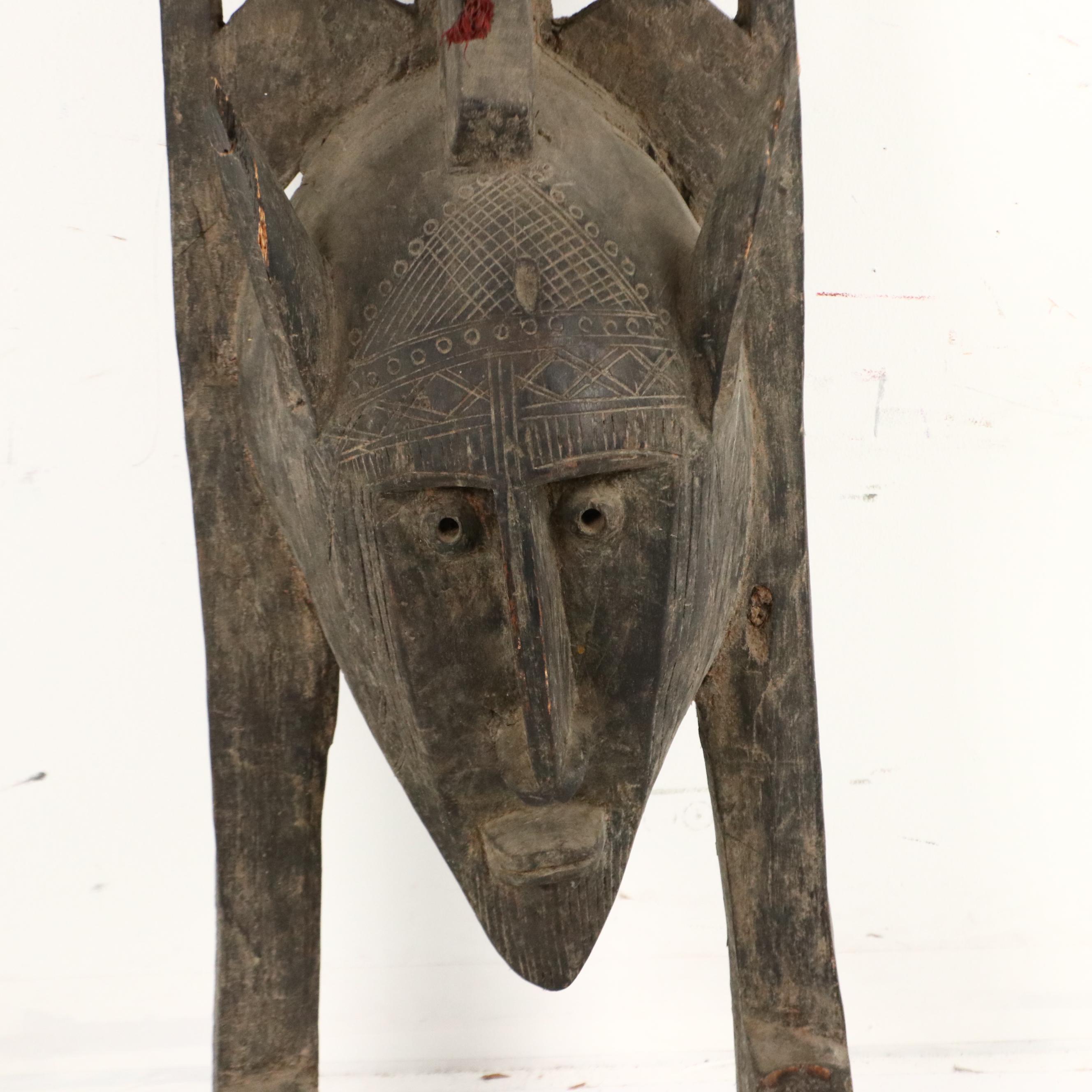 Papua New Guinea Carved Wood Mask Panel, 20th Century
