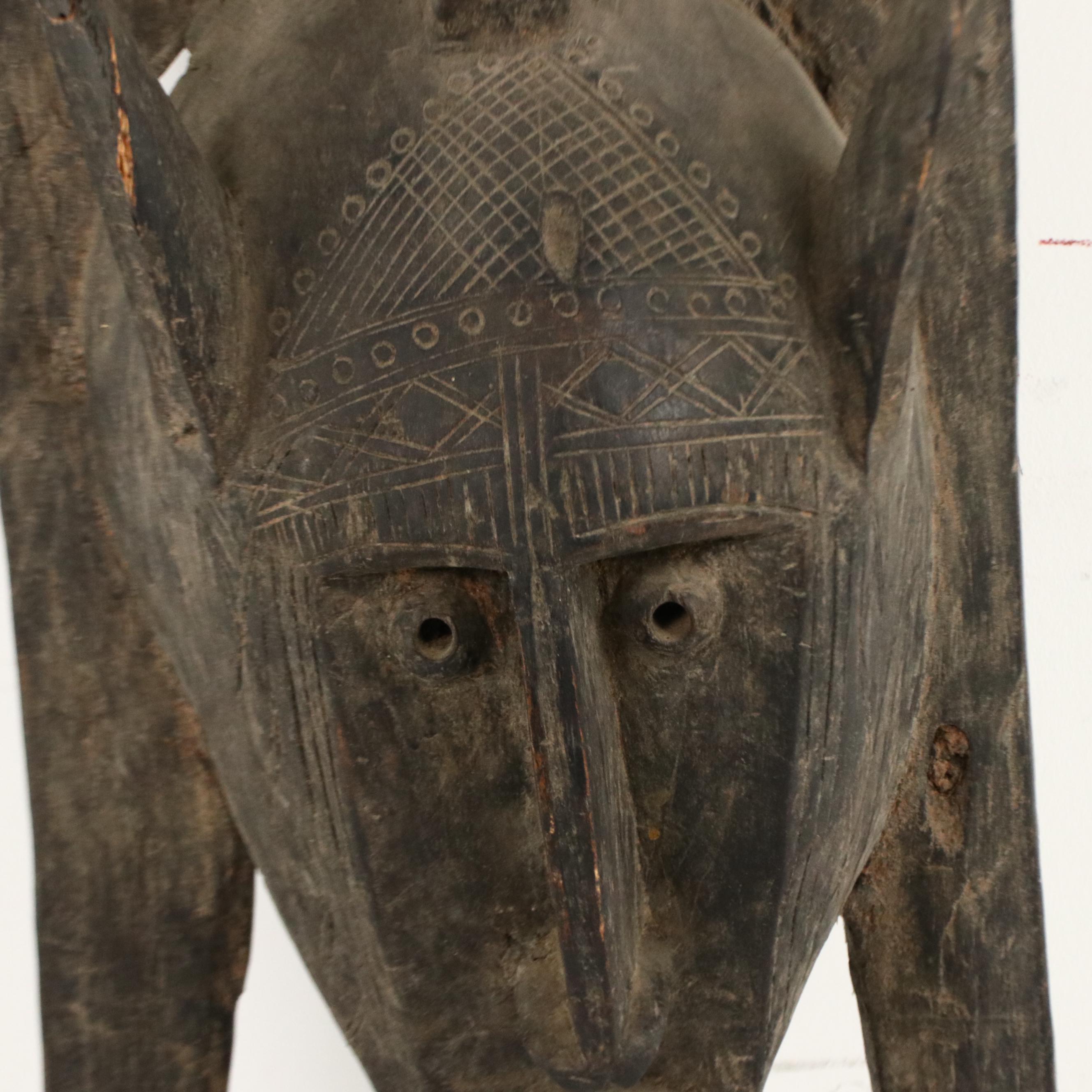 Papua New Guinea Carved Wood Mask Panel, 20th Century