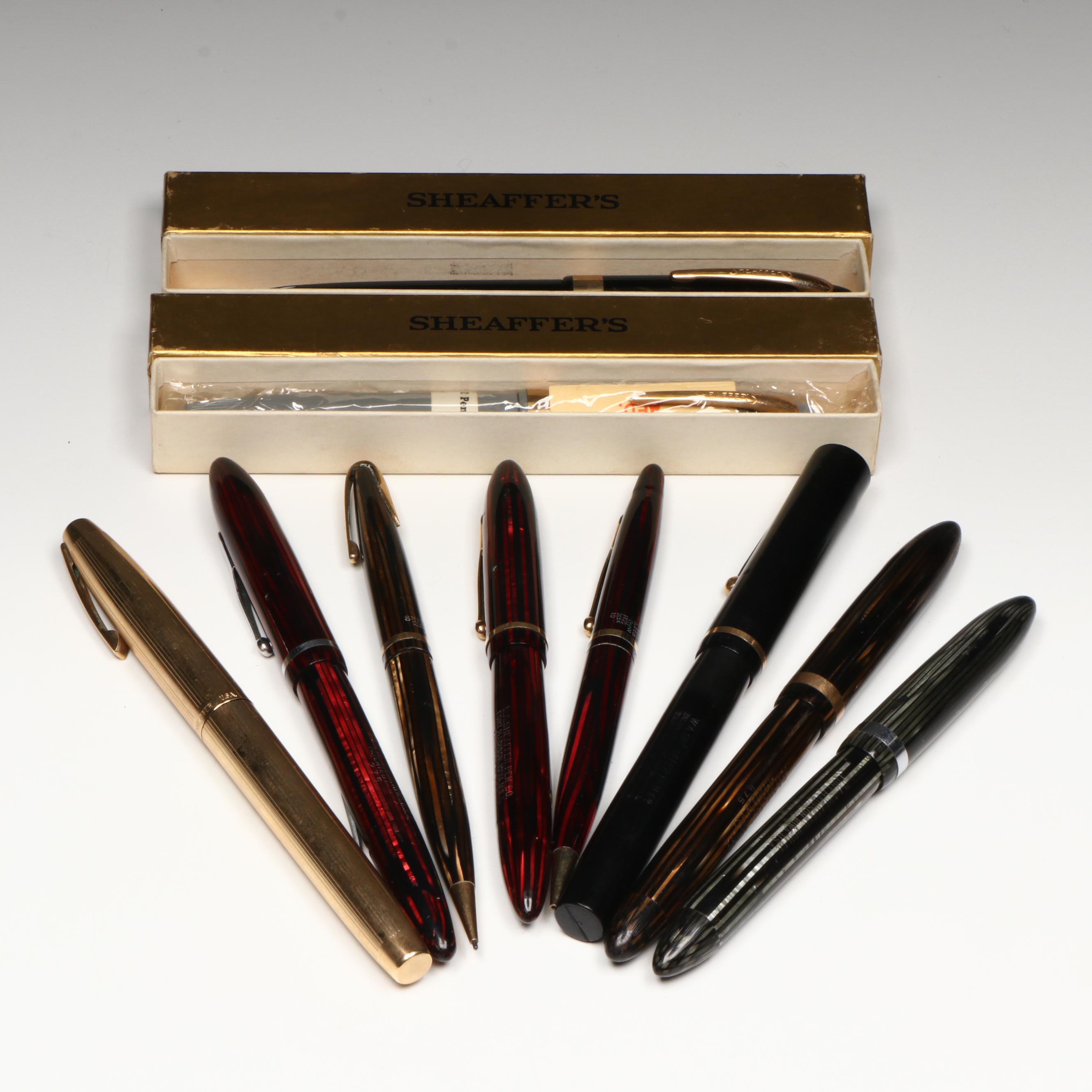 Sheaffer 14K Gold Plate Fountain Pen, Sheaffer Mechanical Pencil, and More Pens