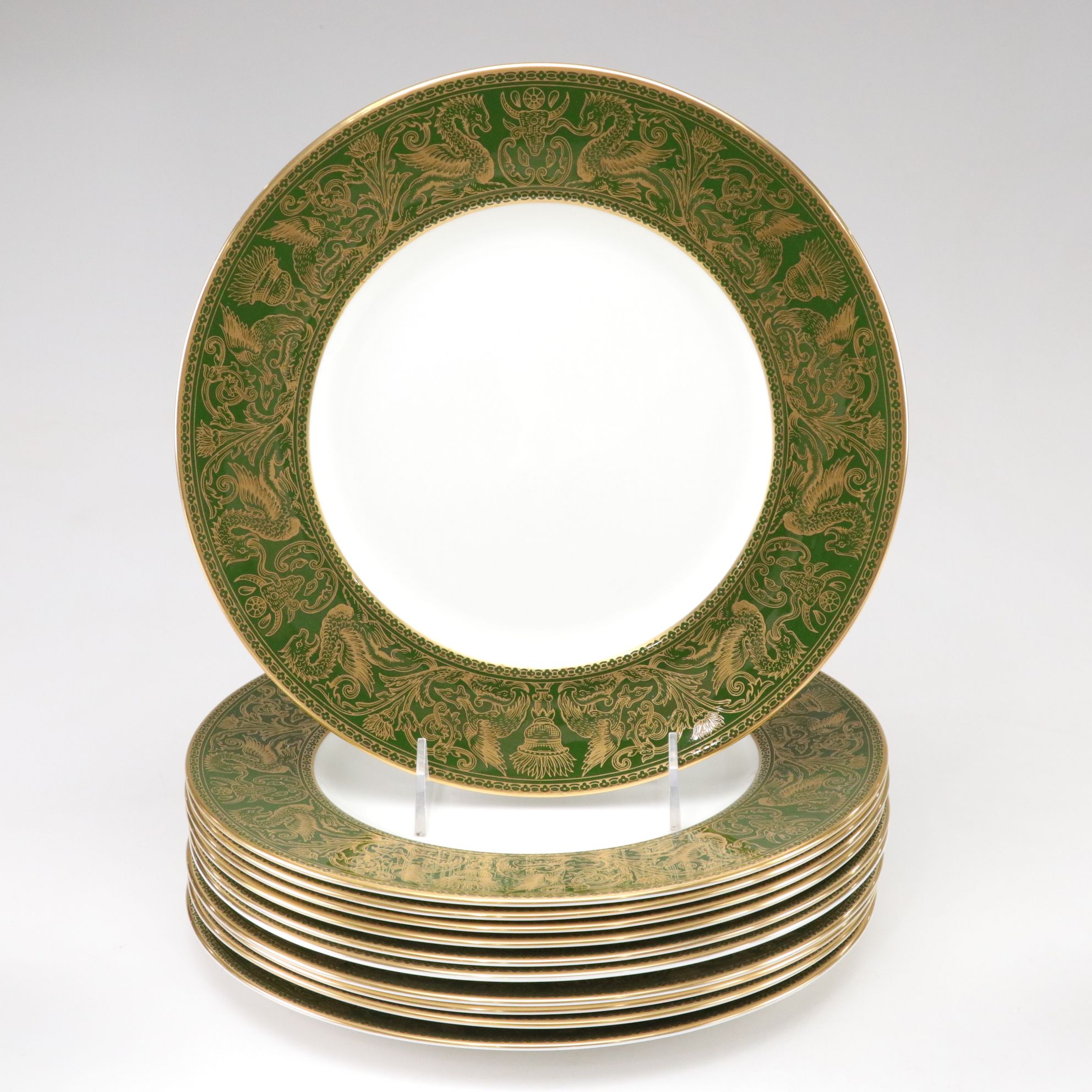 Wedgwood "Florentine" Dark Green Rim Bone China Dinnerware