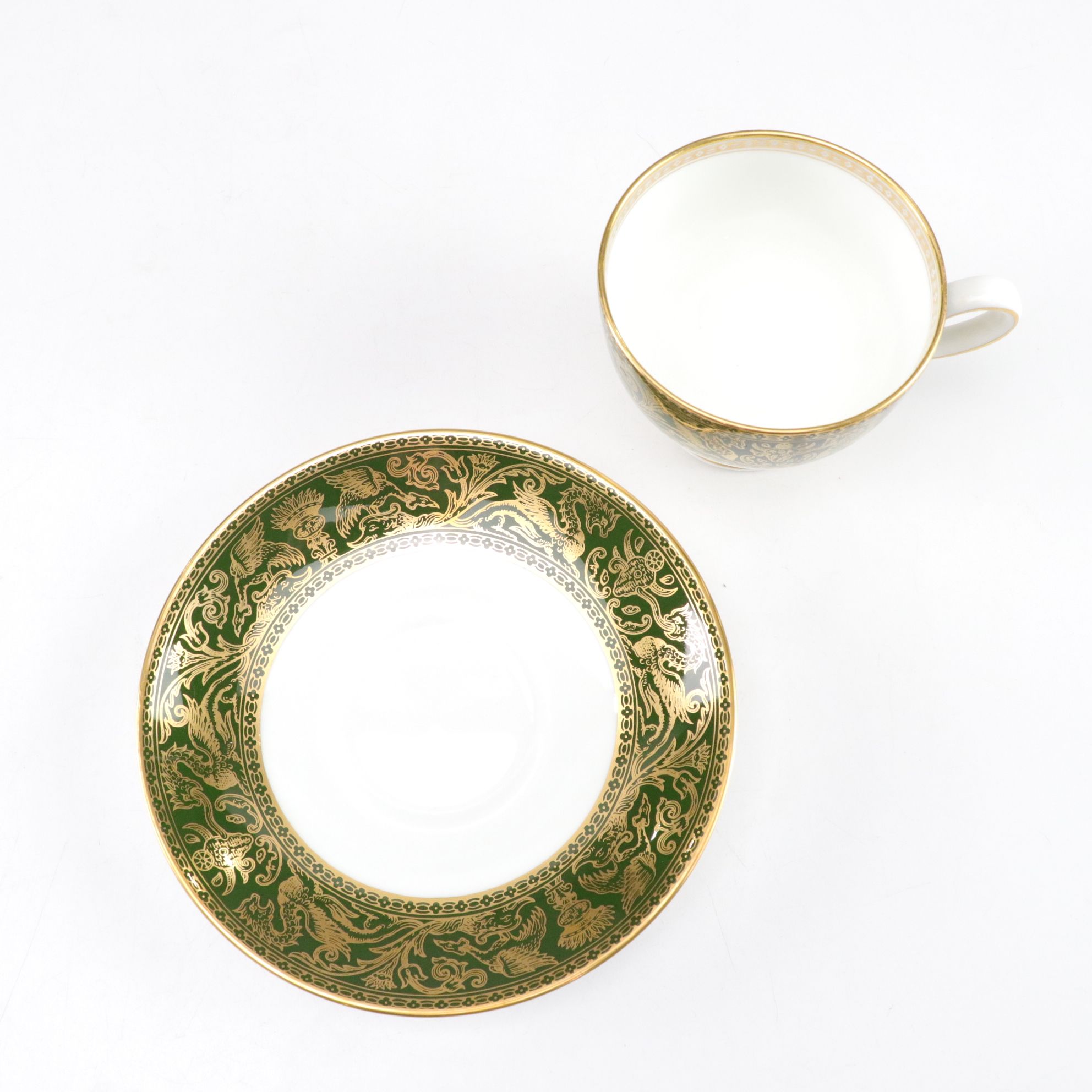 Wedgwood "Florentine" Dark Green Rim Bone China Dinnerware