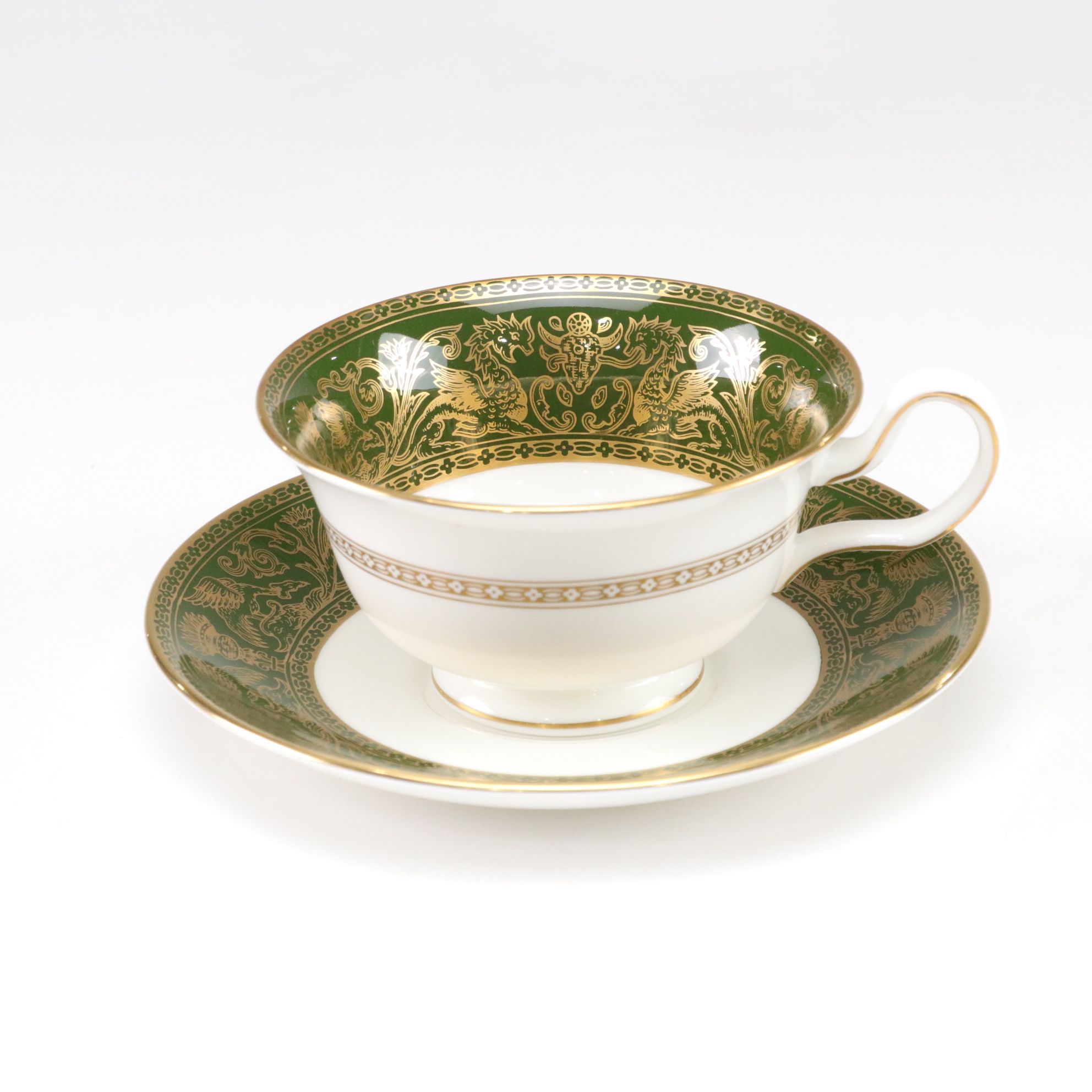 Wedgwood "Florentine" Dark Green Rim Bone China Dinnerware