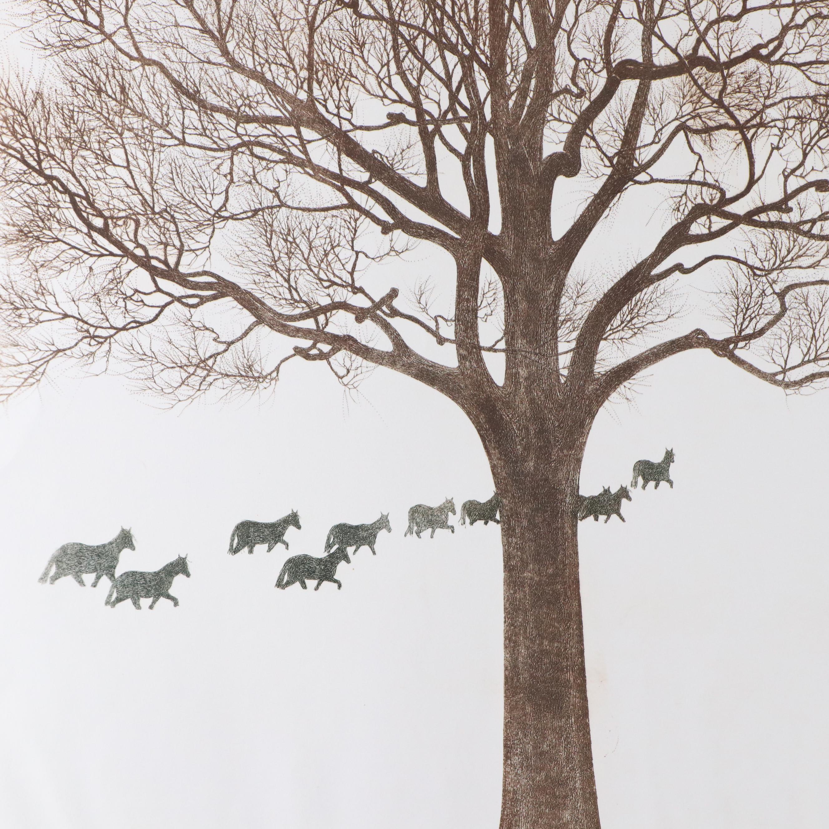 Set of Richard Volpe Etchings Including "Wild Horses," Late 20th Century