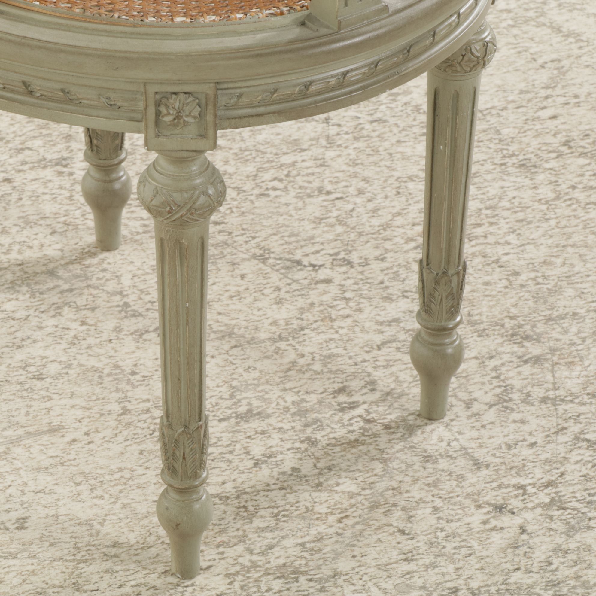 Louis XVI Style Painted Boudoir Chair with Woven Cane Seat