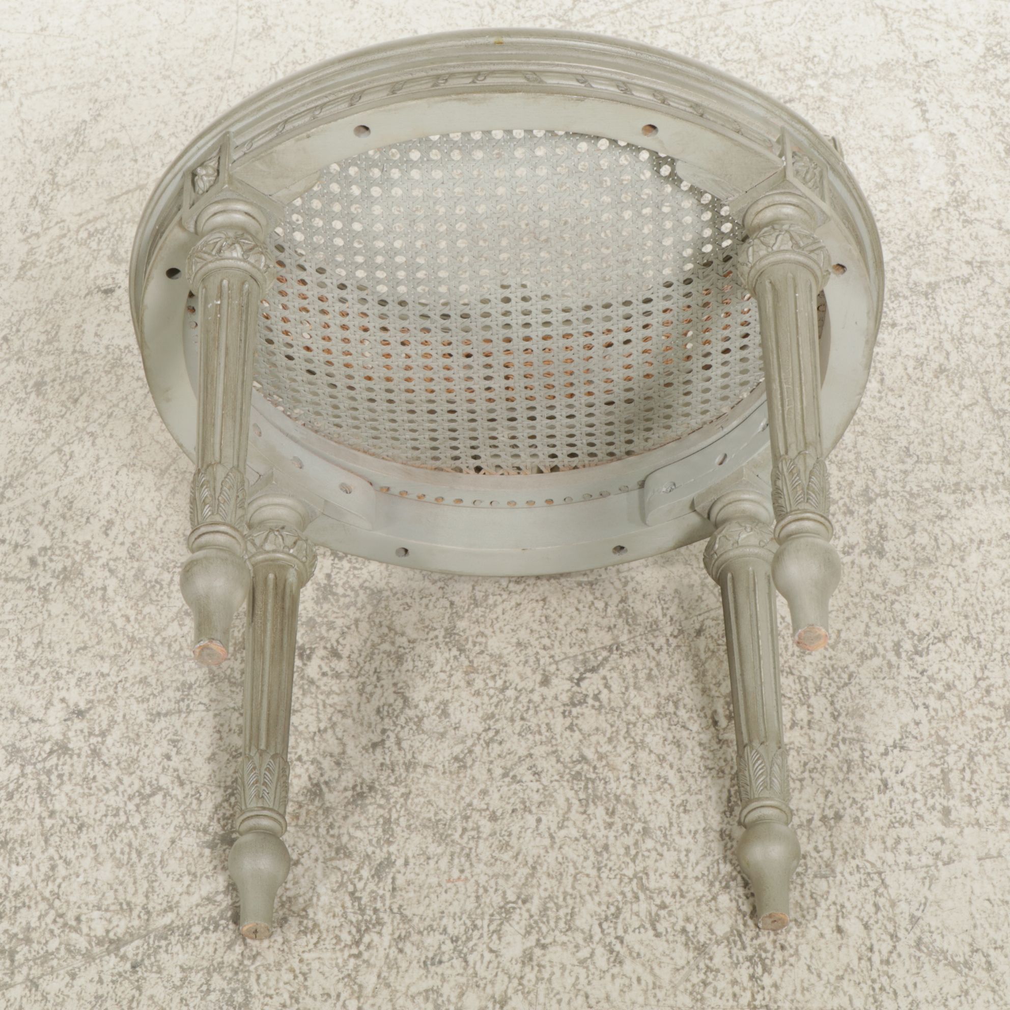 Louis XVI Style Painted Boudoir Chair with Woven Cane Seat