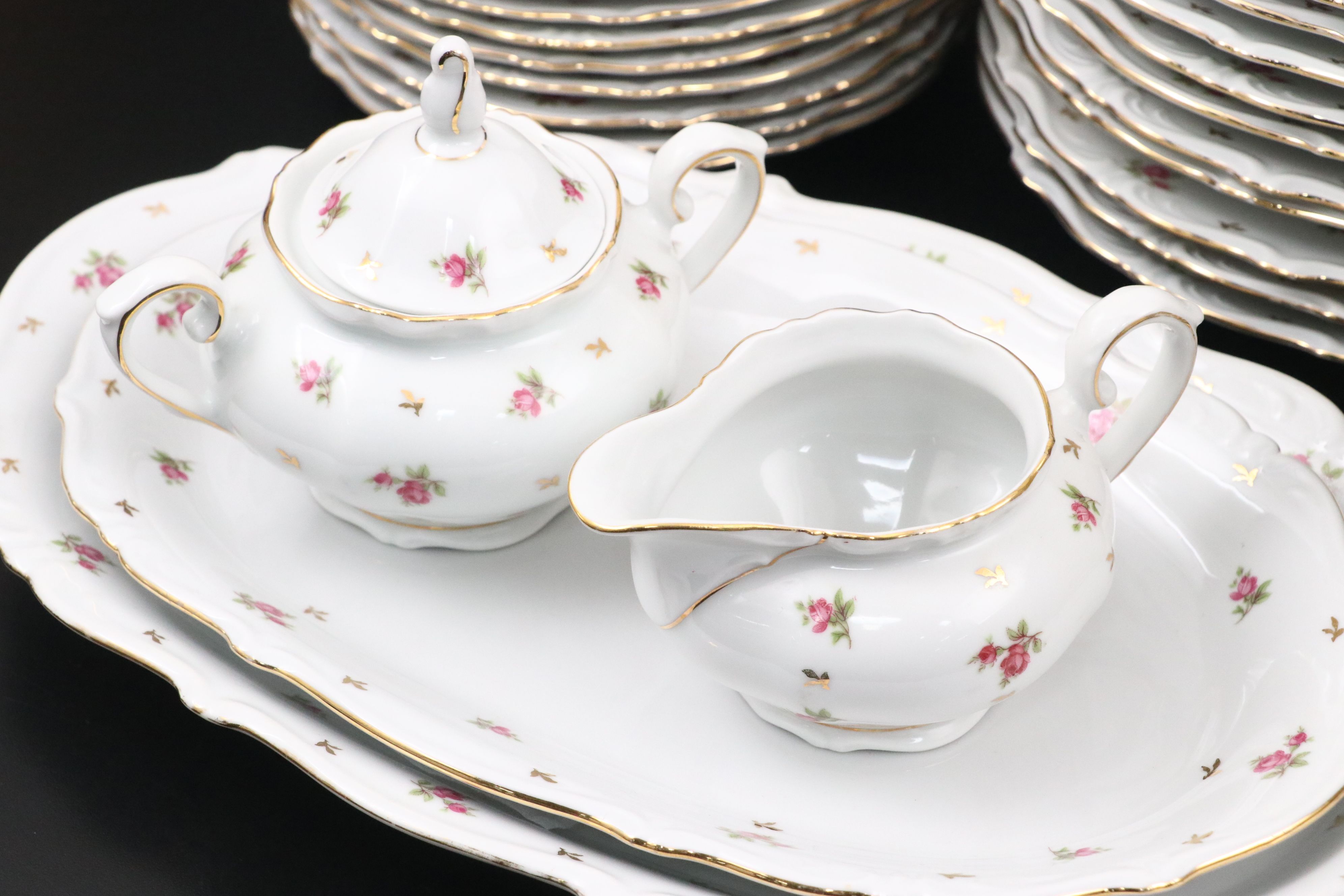 Winterling Pink Rose and Gold Finish Porcelain Dinnerware
