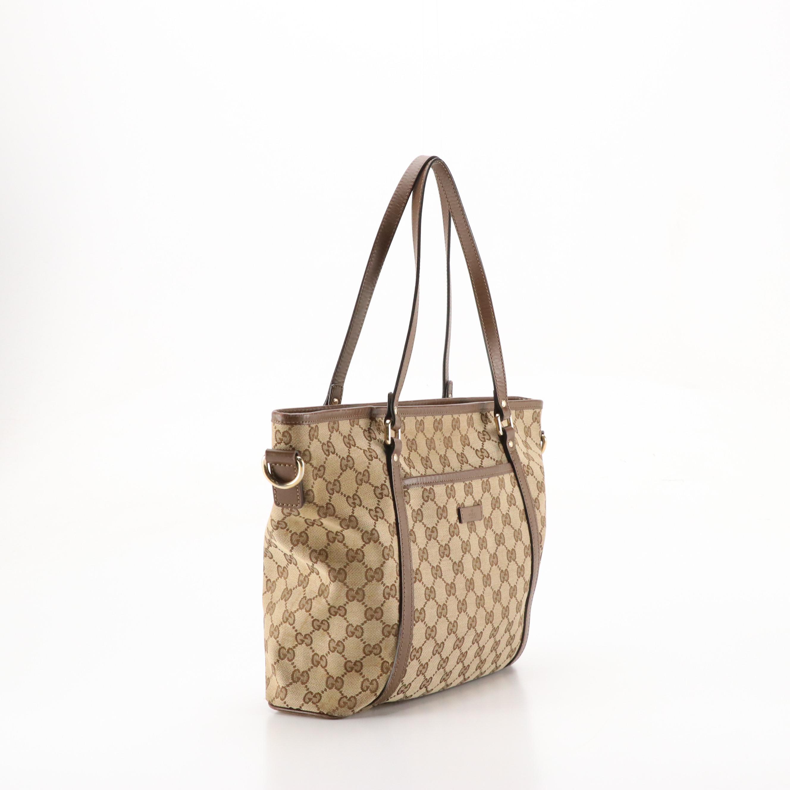 Gucci Front Pocket Joy Two-Way Shoulder Bag in Monogram Canvas and Leather Trim