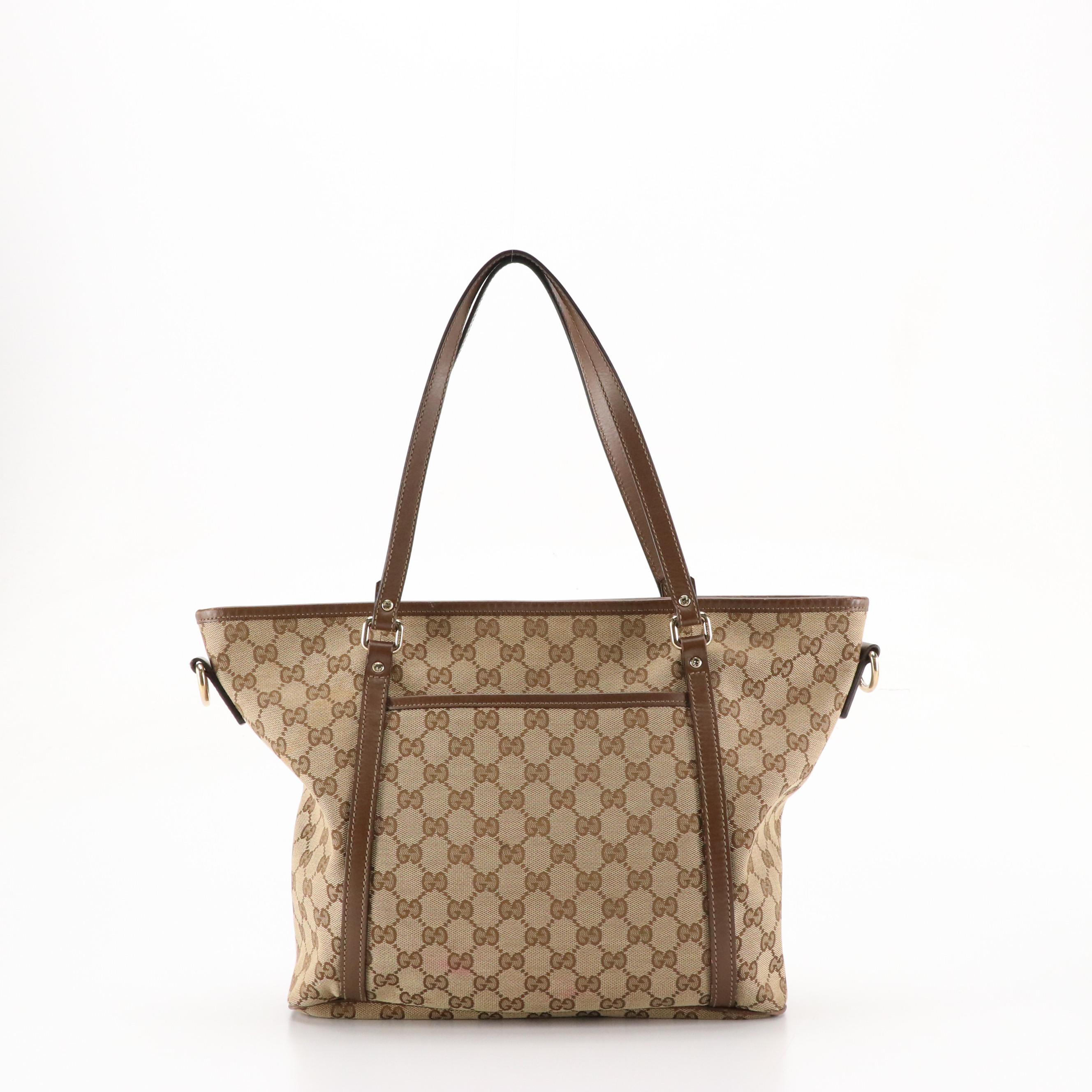 Gucci Front Pocket Joy Two-Way Shoulder Bag in Monogram Canvas and Leather Trim
