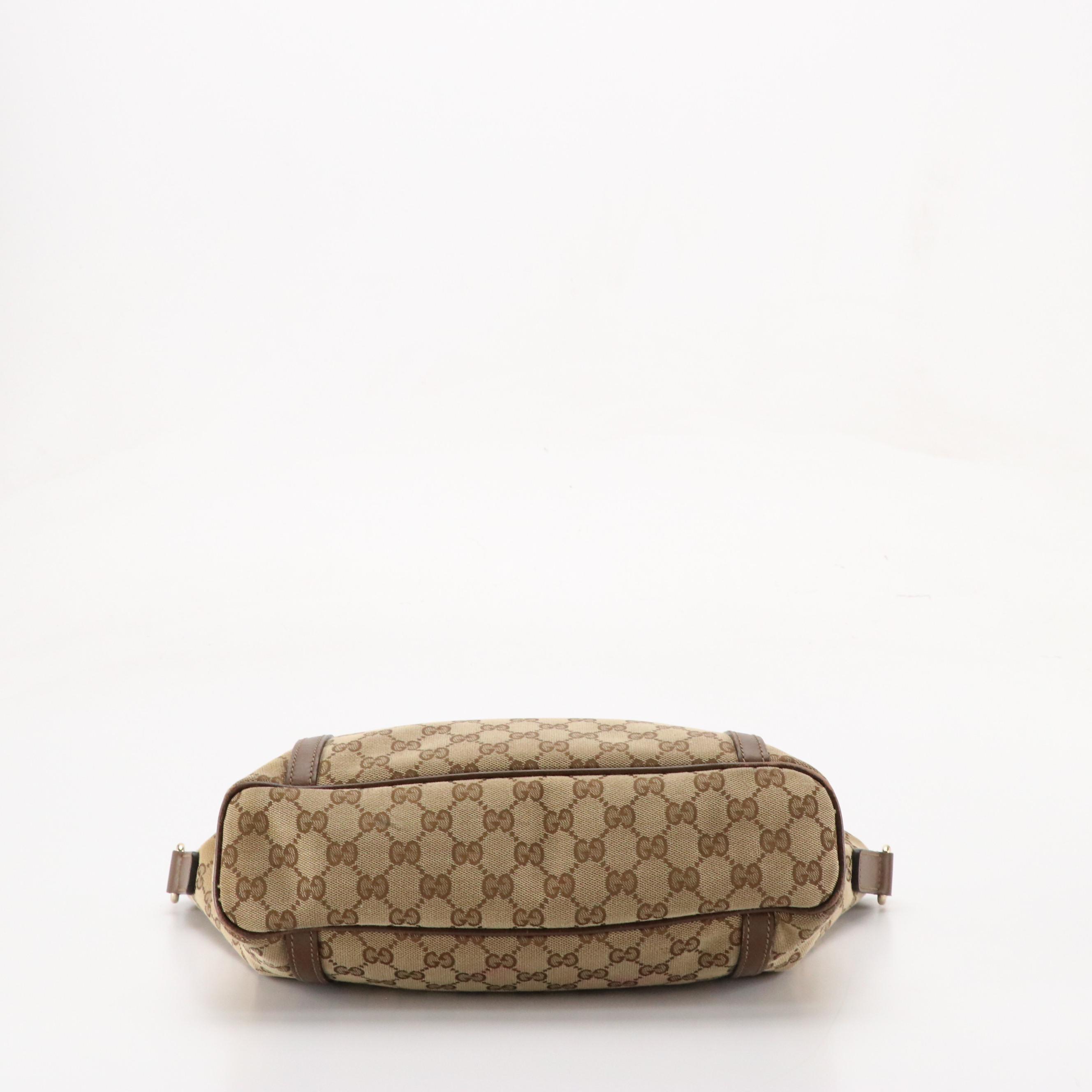 Gucci Front Pocket Joy Two-Way Shoulder Bag in Monogram Canvas and Leather Trim