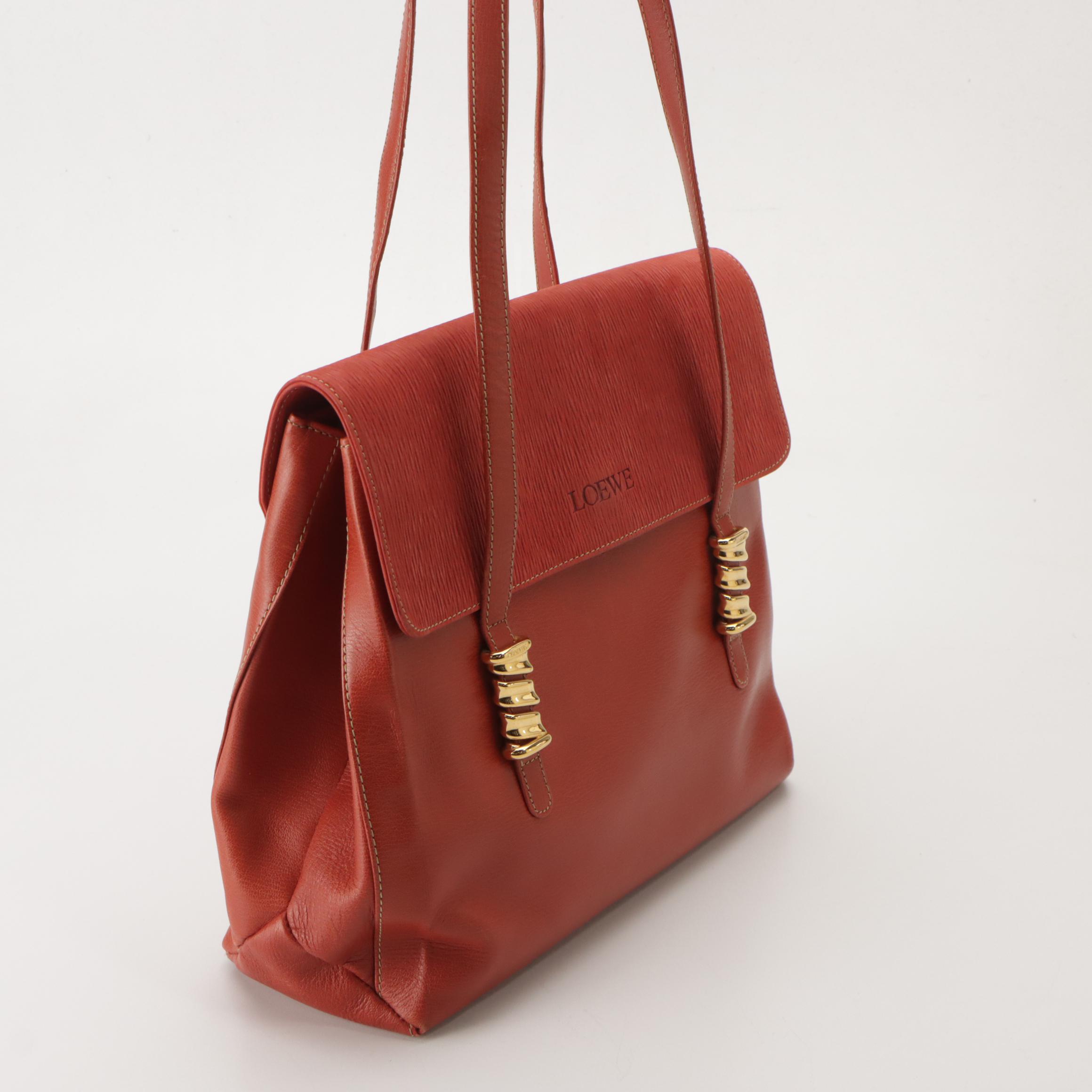 Loewe Velazquez Shoulder Bag Orange Textured Suede and Leather