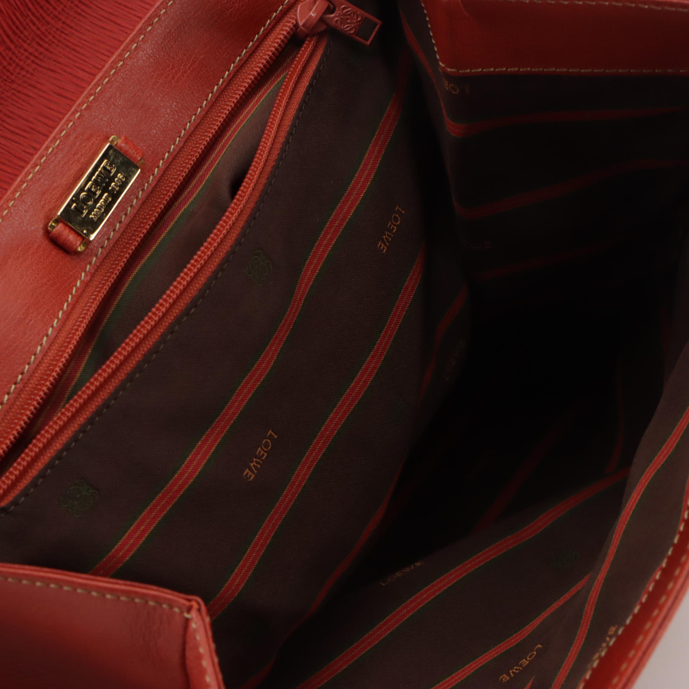 Loewe Velazquez Shoulder Bag Orange Textured Suede and Leather