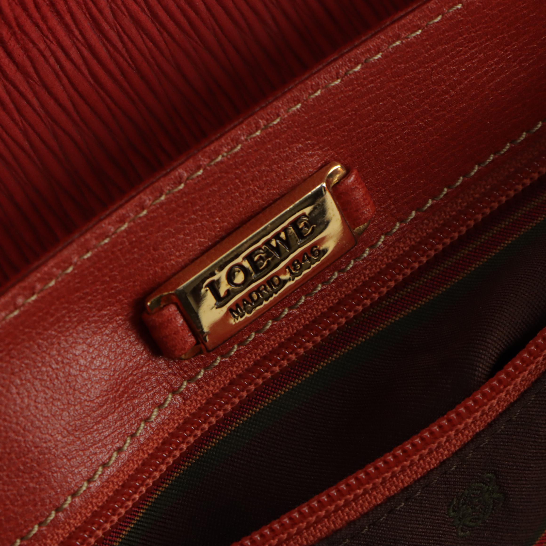 Loewe Velazquez Shoulder Bag Orange Textured Suede and Leather