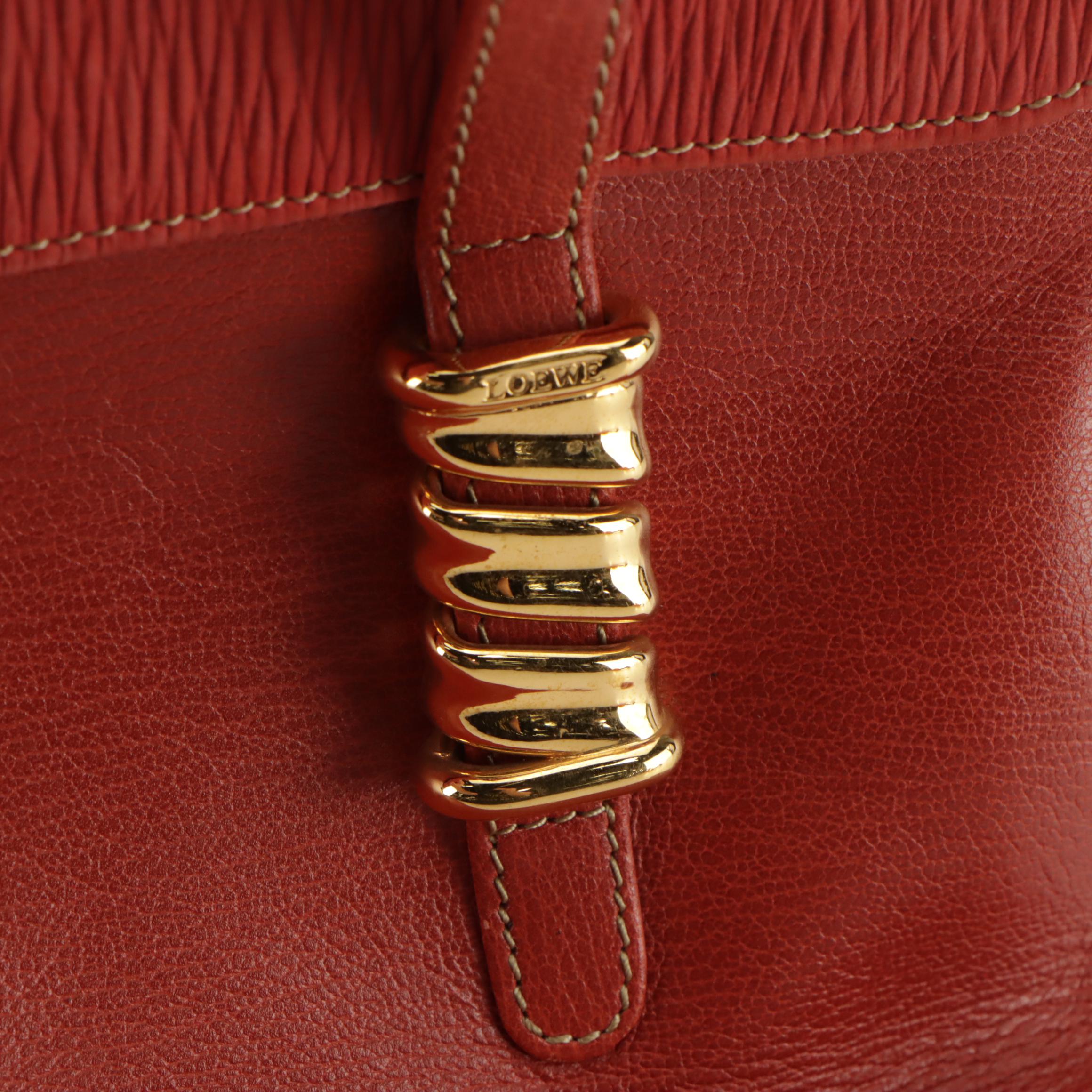 Loewe Velazquez Shoulder Bag Orange Textured Suede and Leather