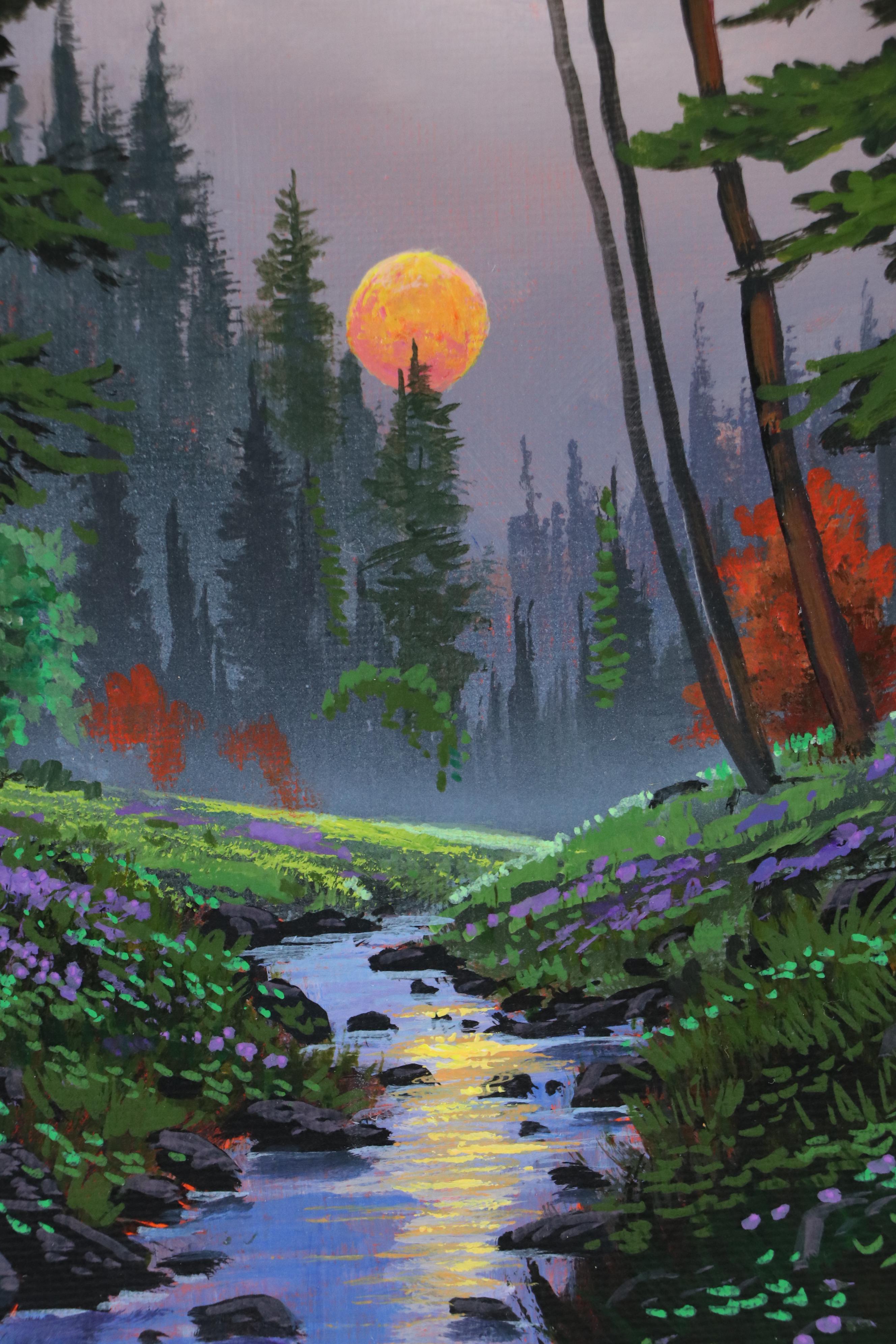 Doug "Bumo" Johnpeer Sunset Landscape Oil Painting "Full Moon," 2025