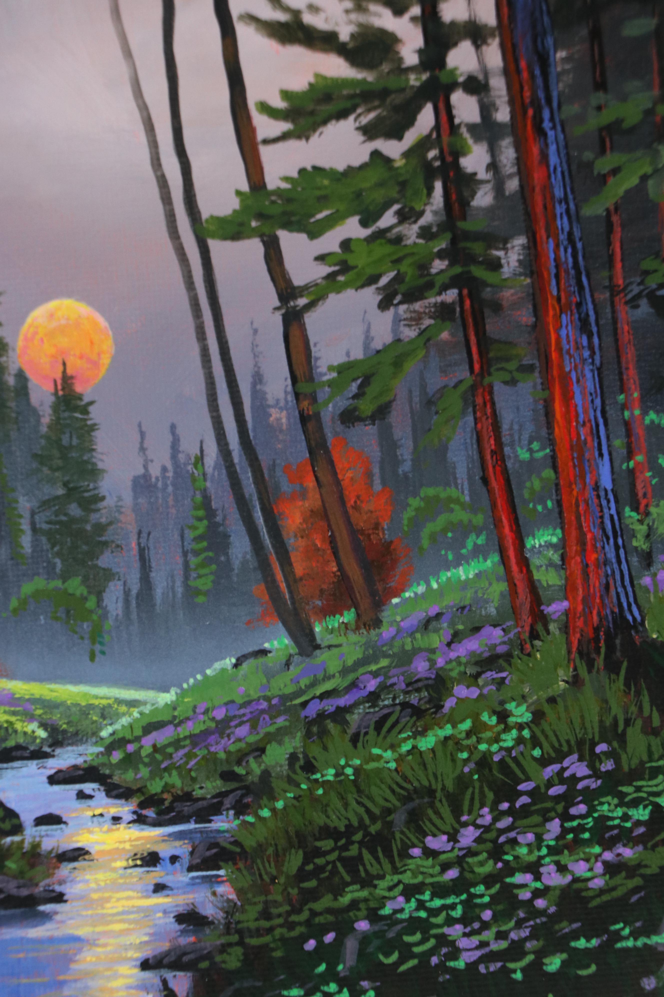 Doug "Bumo" Johnpeer Sunset Landscape Oil Painting "Full Moon," 2025