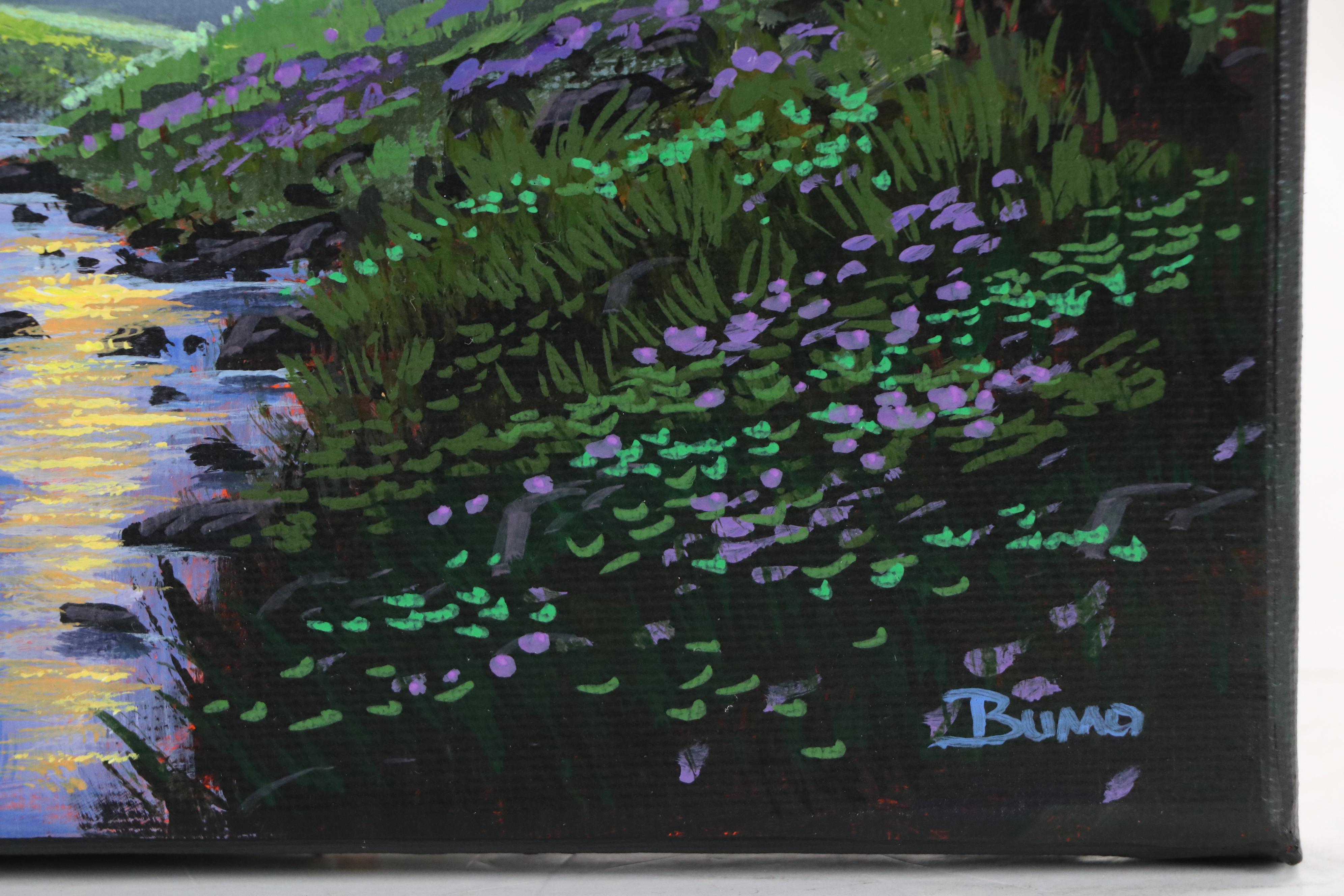 Doug "Bumo" Johnpeer Sunset Landscape Oil Painting "Full Moon," 2025