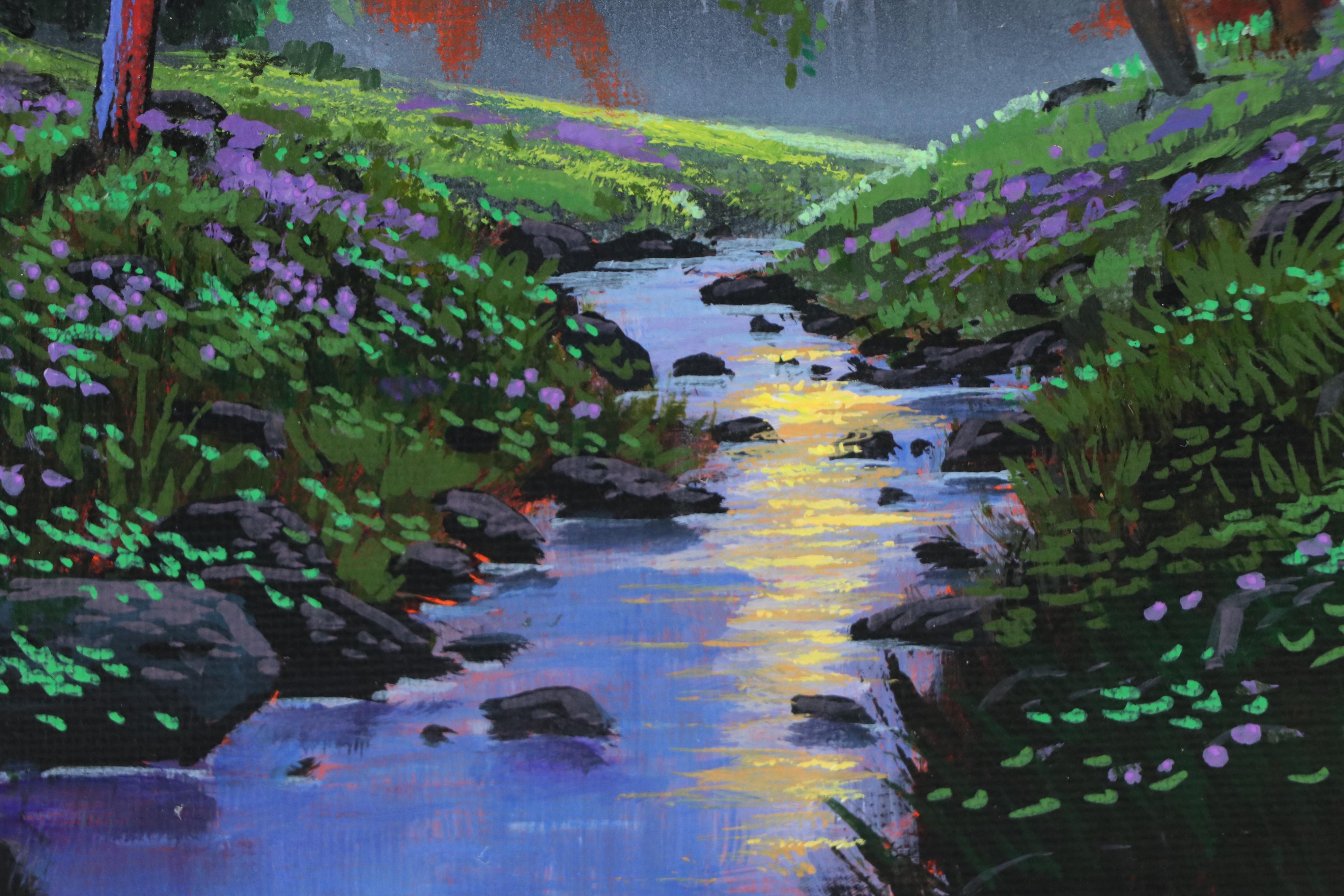 Doug "Bumo" Johnpeer Sunset Landscape Oil Painting "Full Moon," 2025