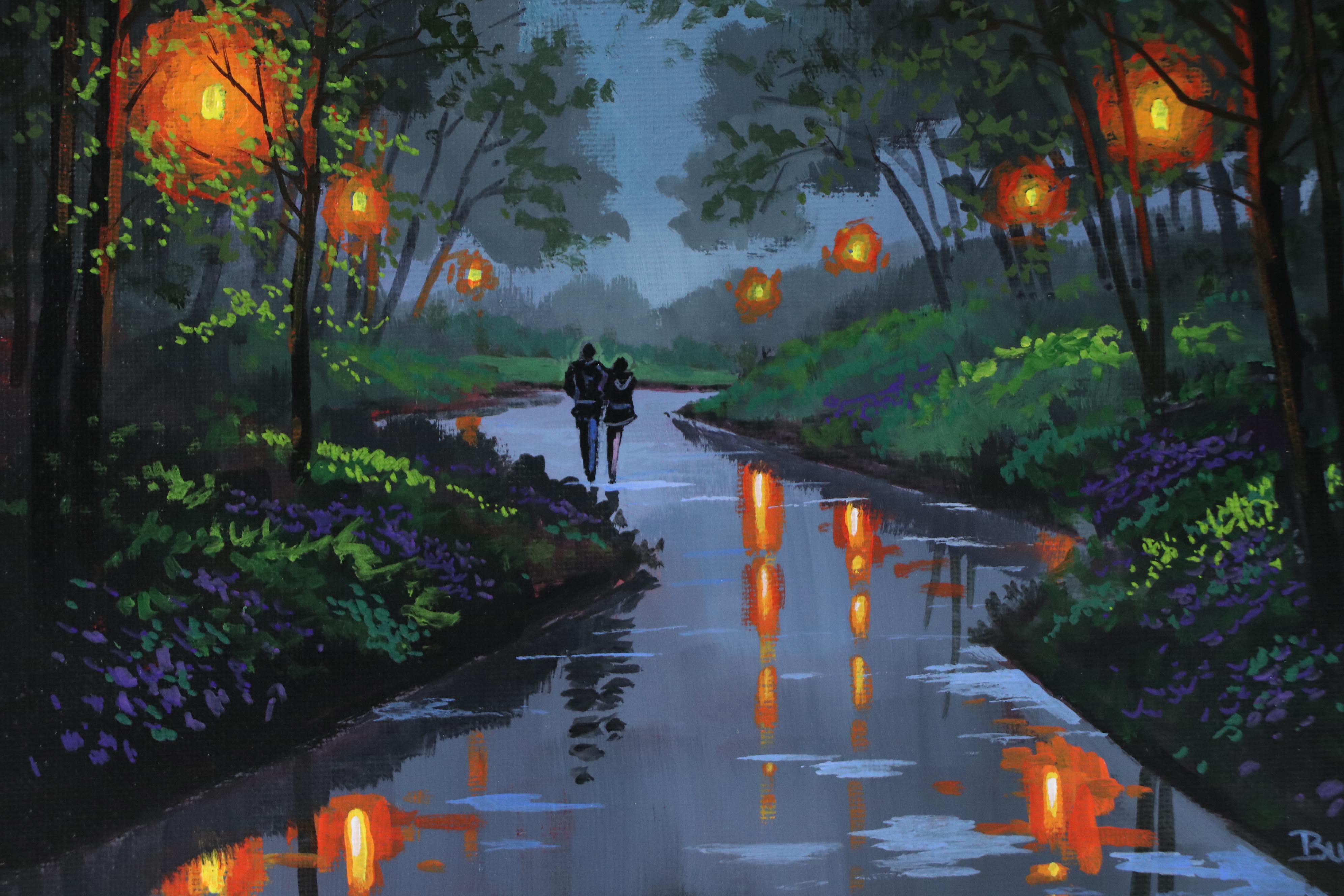 Doug "Bumo" Johnpeer Landscape Oil Painting "Evening Walk," 2025