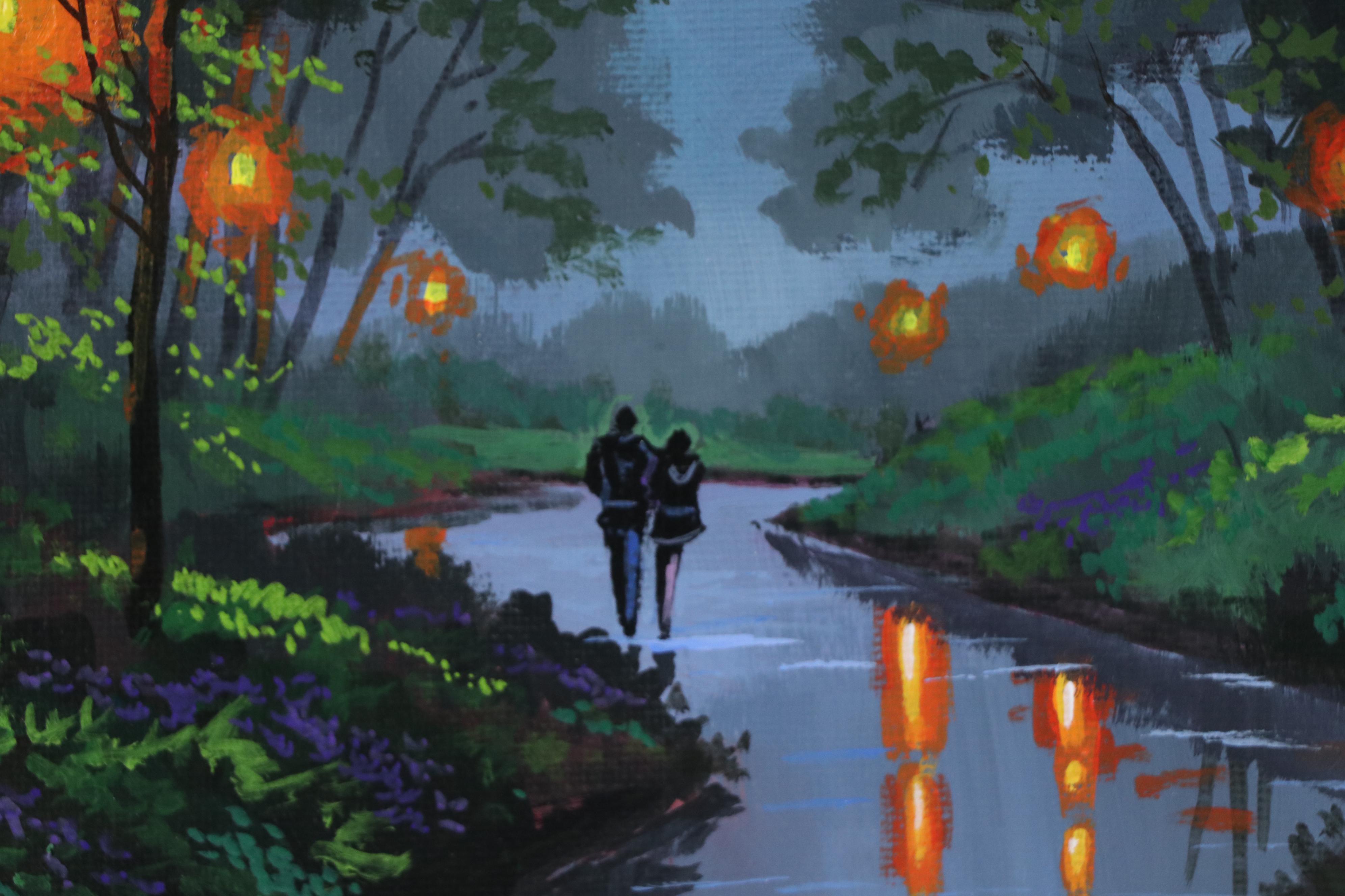 Doug "Bumo" Johnpeer Landscape Oil Painting "Evening Walk," 2025