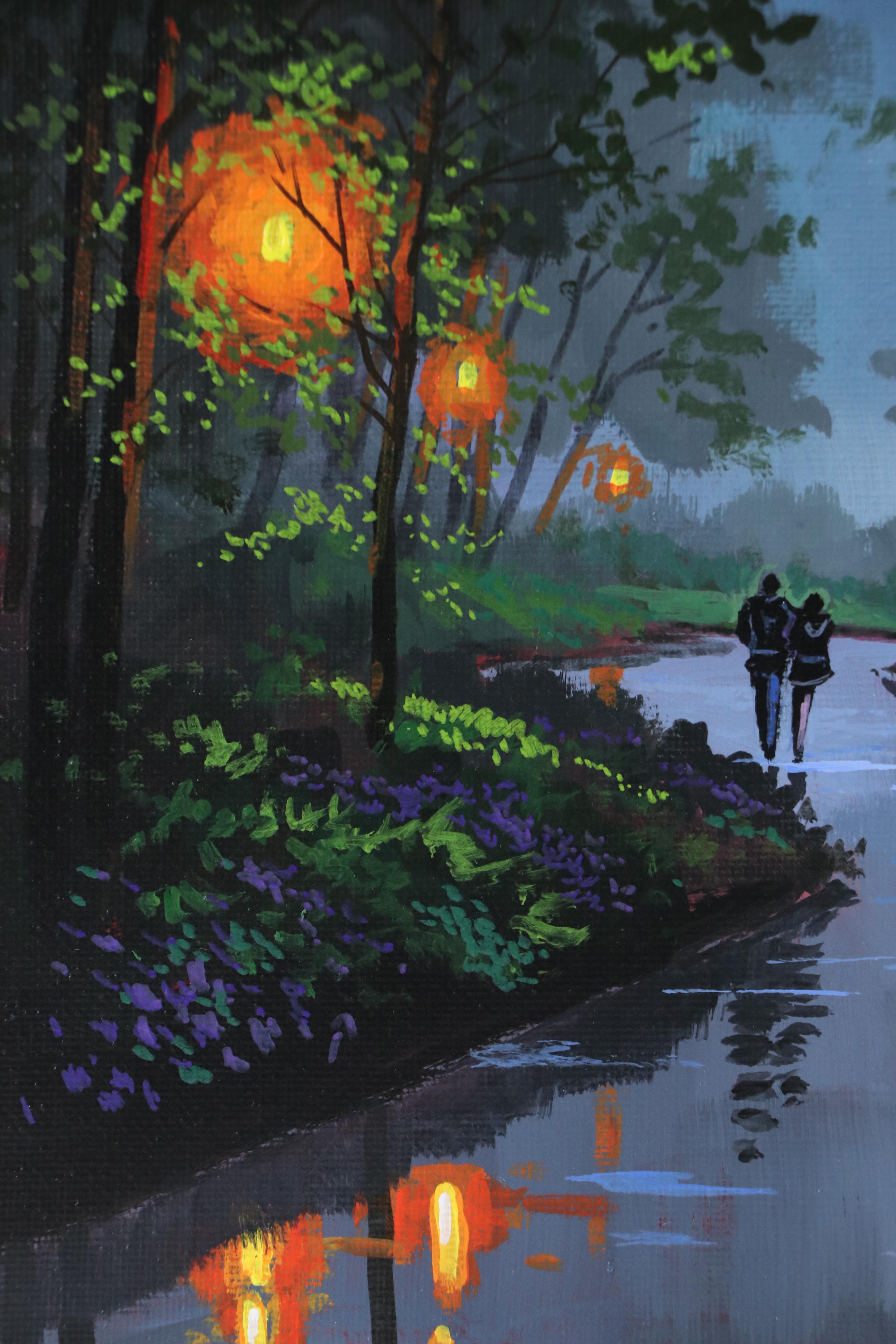 Doug "Bumo" Johnpeer Landscape Oil Painting "Evening Walk," 2025