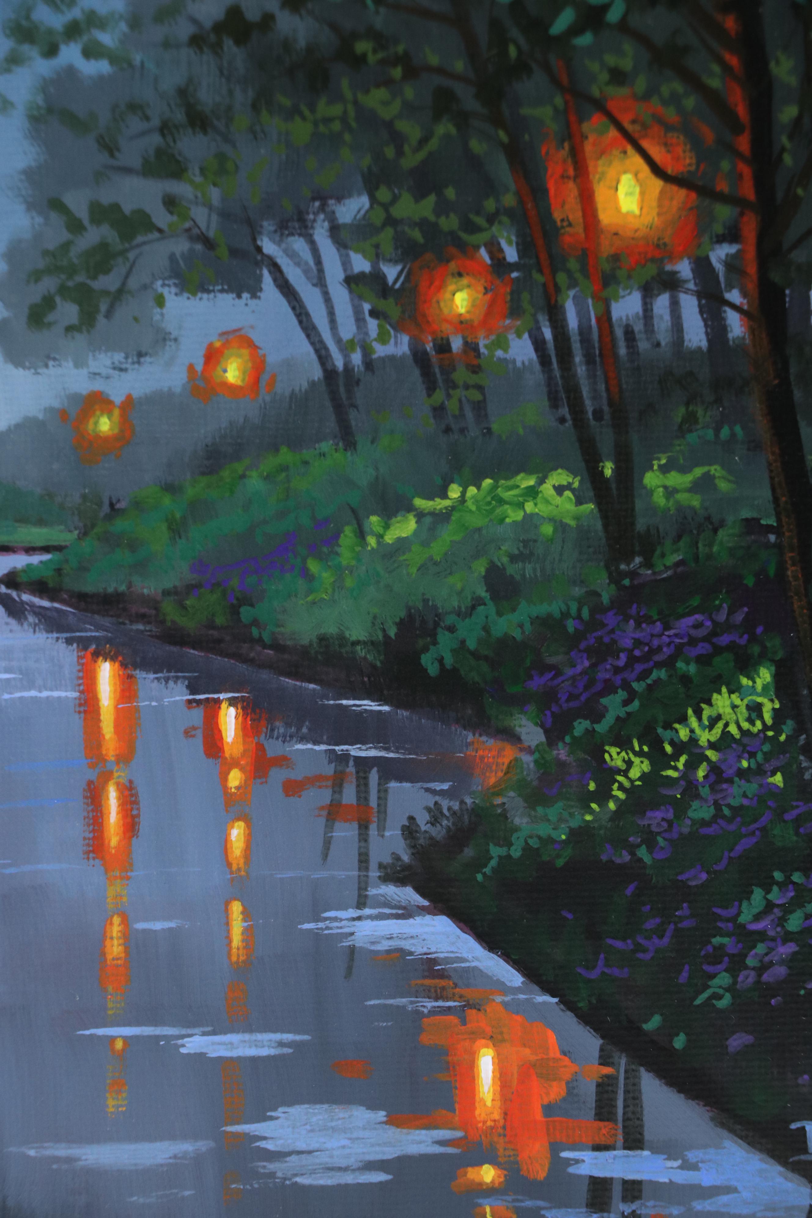 Doug "Bumo" Johnpeer Landscape Oil Painting "Evening Walk," 2025