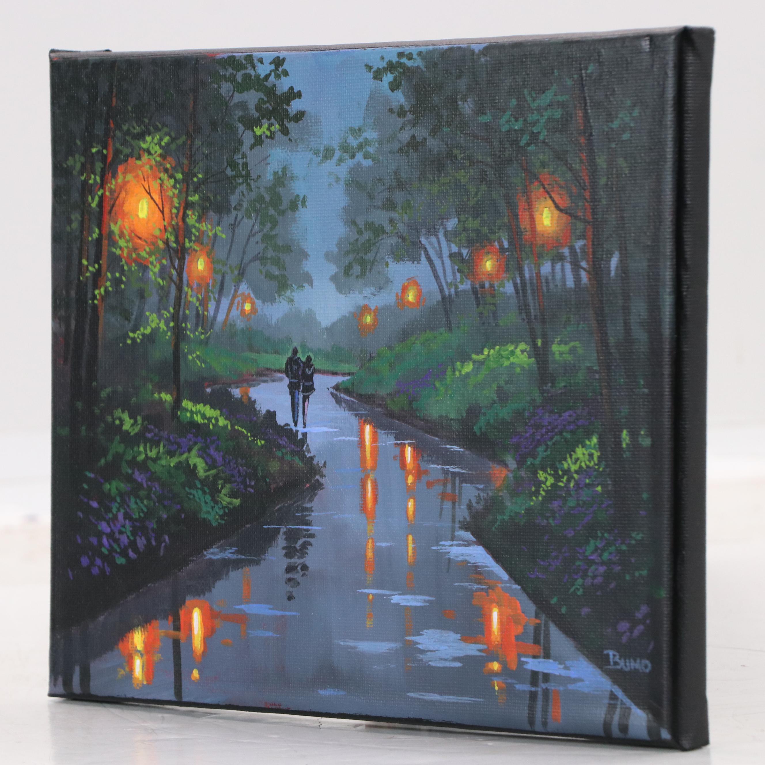 Doug "Bumo" Johnpeer Landscape Oil Painting "Evening Walk," 2025