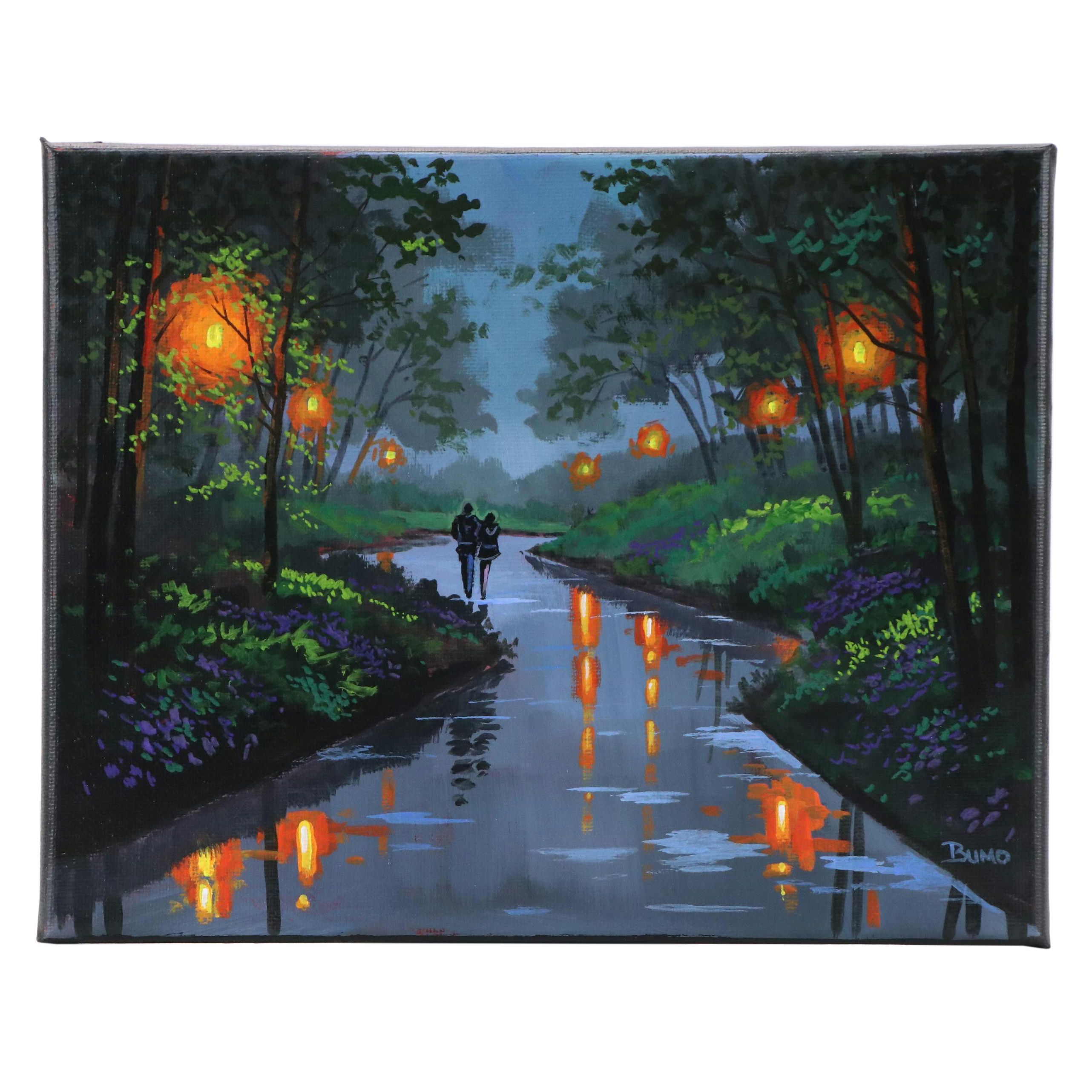 Doug "Bumo" Johnpeer Landscape Oil Painting "Evening Walk," 2025