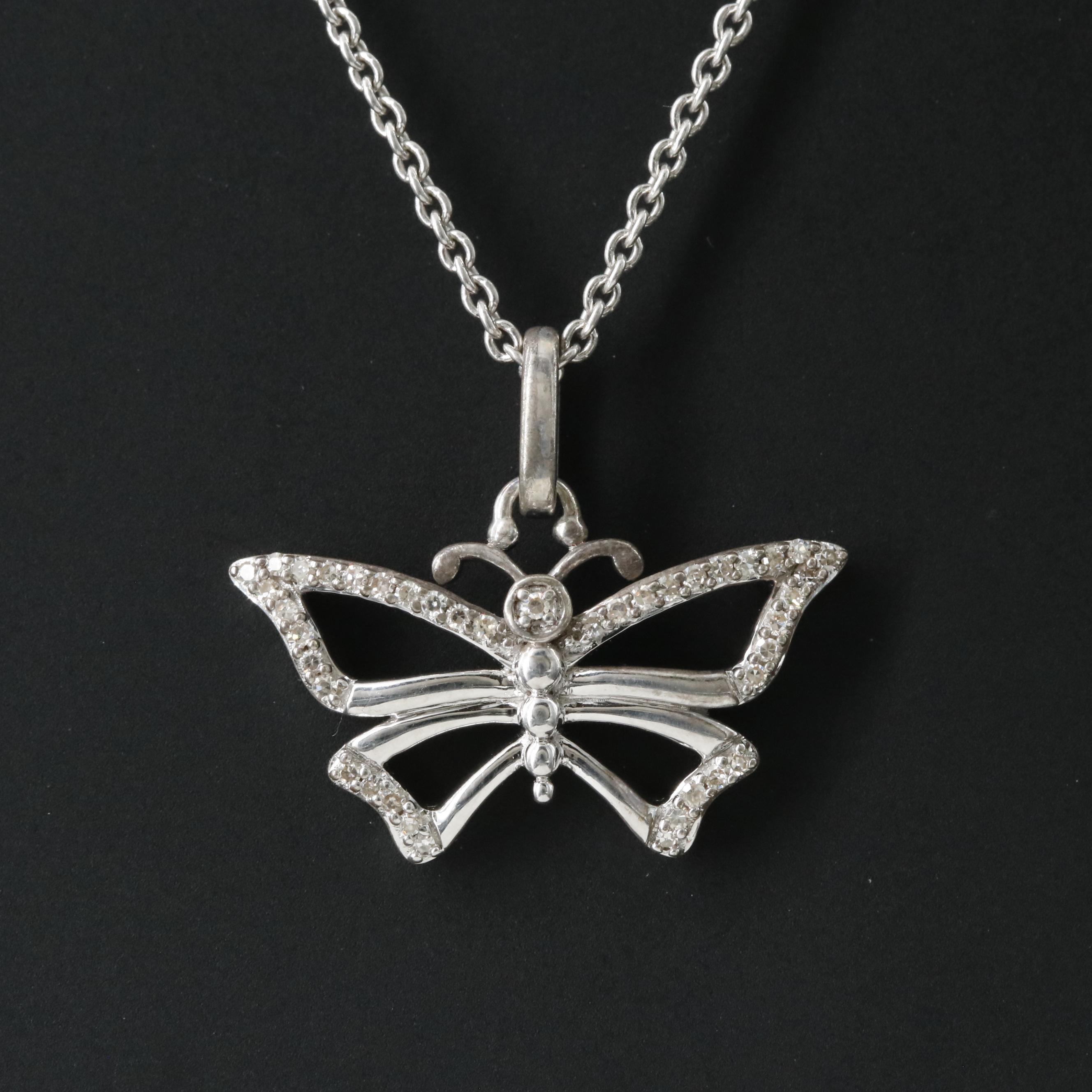 Hallmark Sterling Diamond Butterfly Necklace