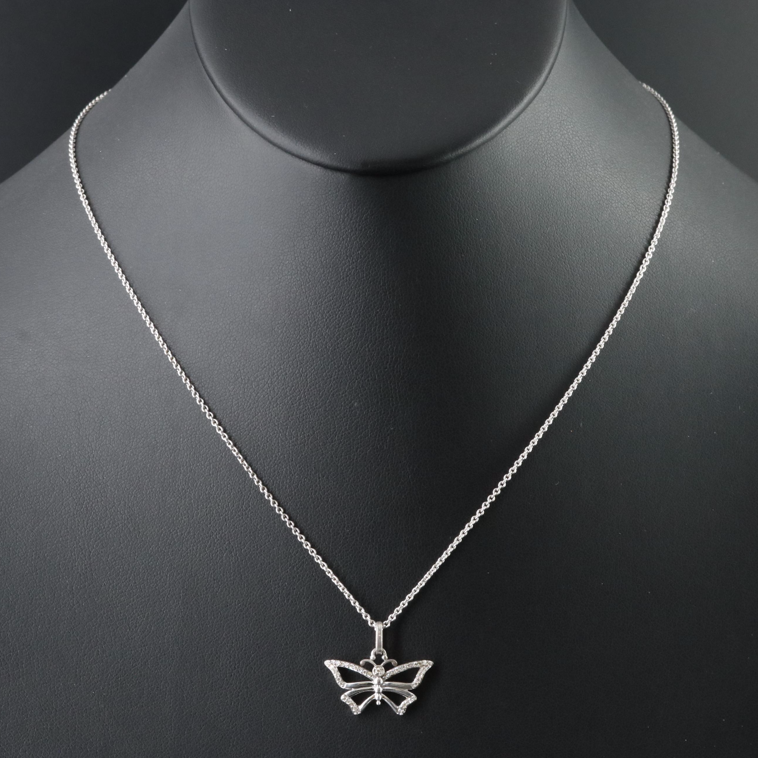 Hallmark Sterling Diamond Butterfly Necklace