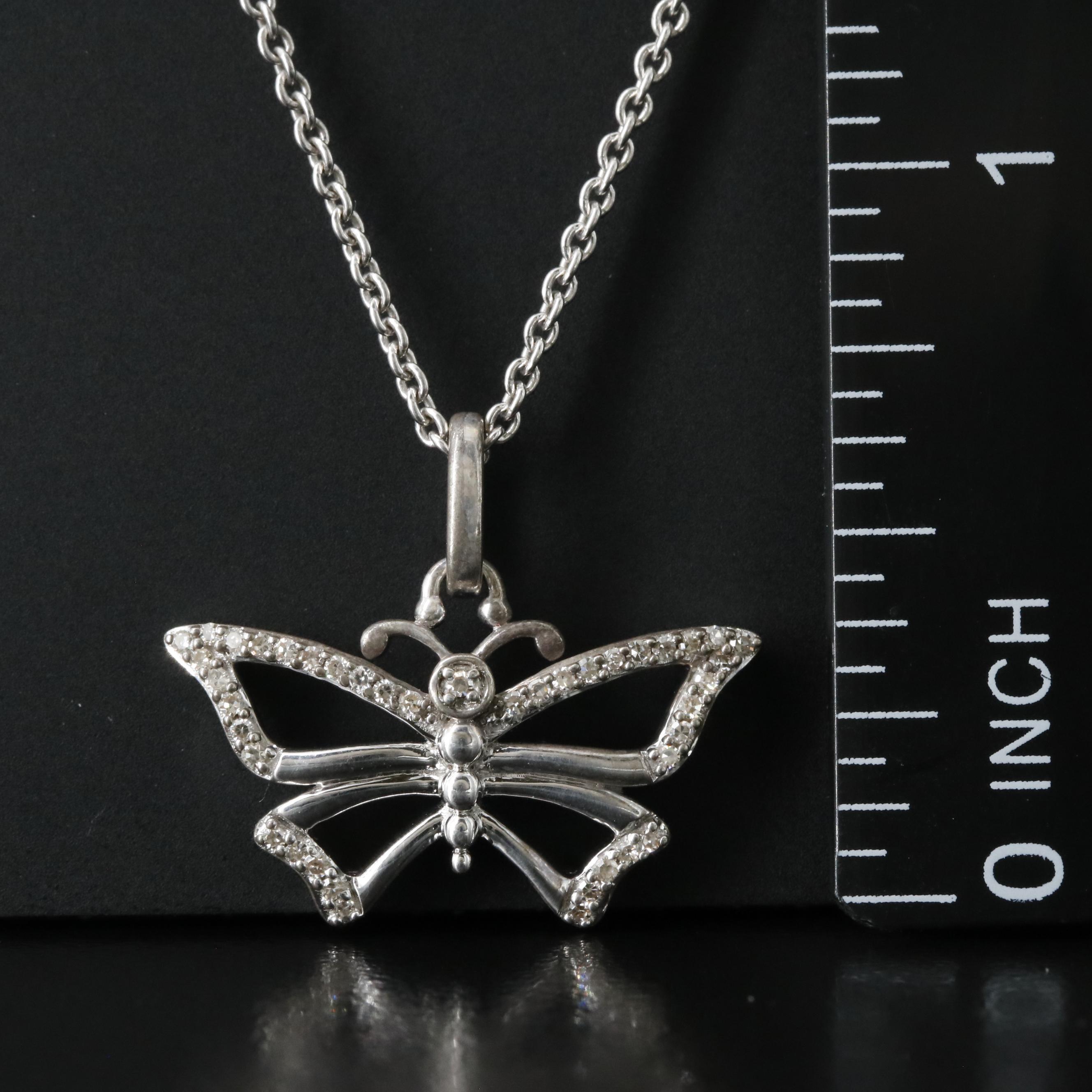 Hallmark Sterling Diamond Butterfly Necklace