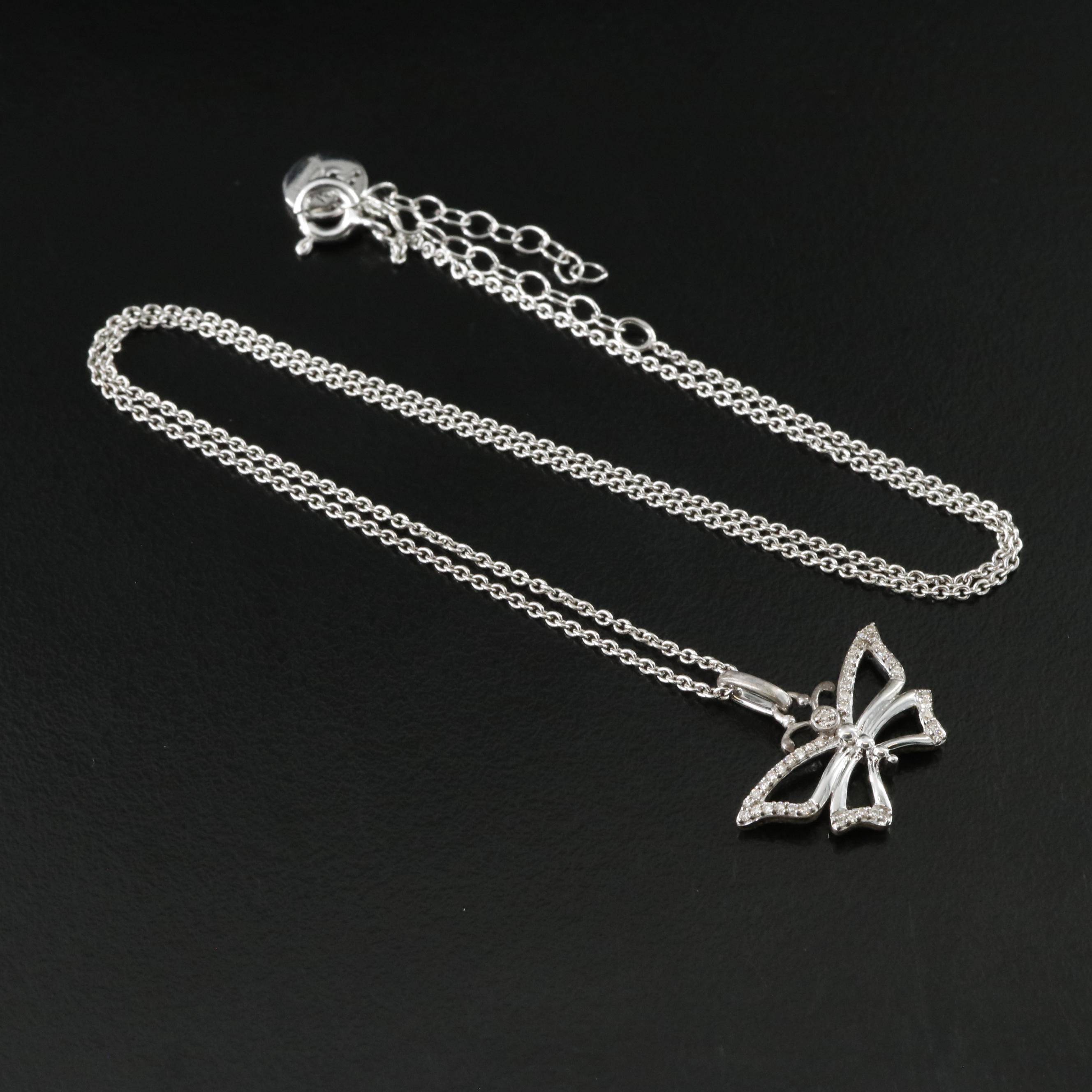 Hallmark Sterling Diamond Butterfly Necklace
