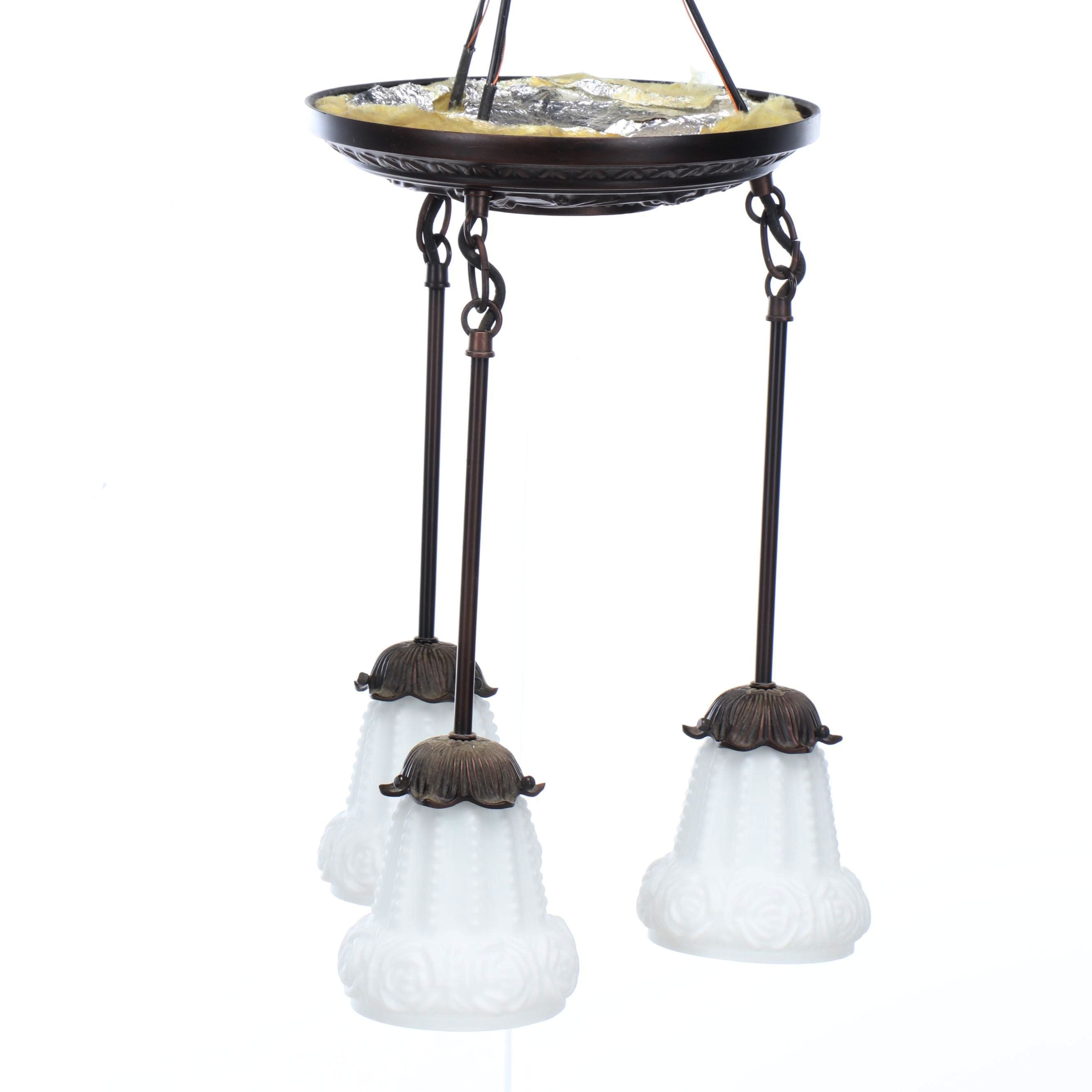 Art Nouveau Style Three-Arm Flower Pendant Light