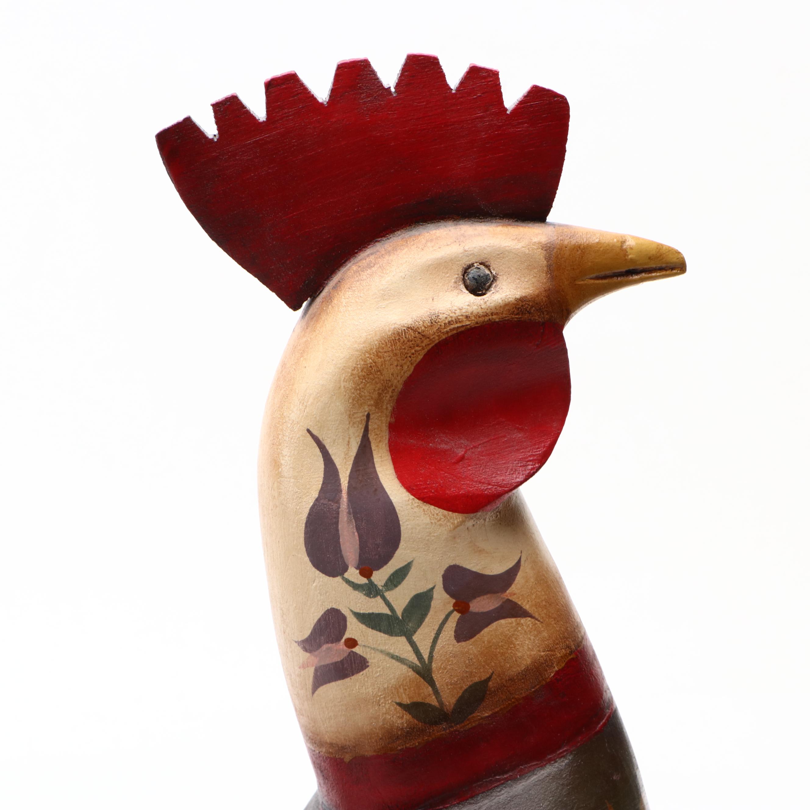 Canadian Hand-Painted Carved Wood Pennsylvania Dutch Style Rooster
