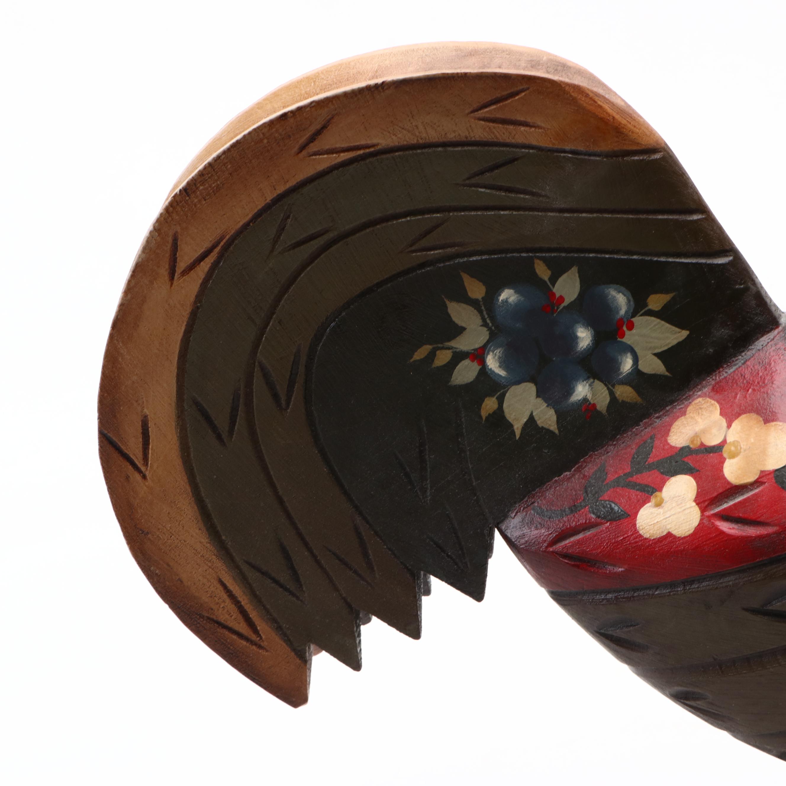 Canadian Hand-Painted Carved Wood Pennsylvania Dutch Style Rooster