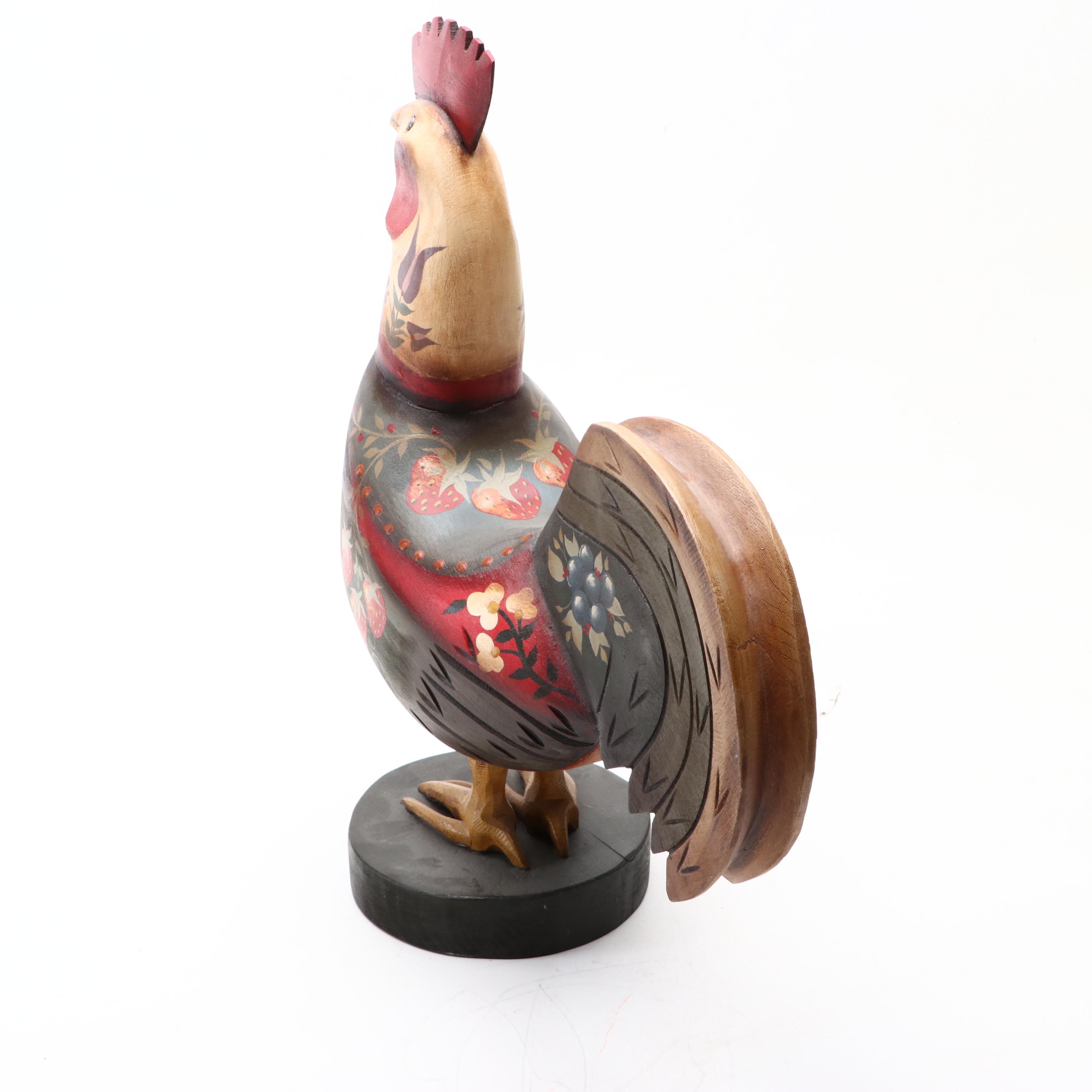 Canadian Hand-Painted Carved Wood Pennsylvania Dutch Style Rooster