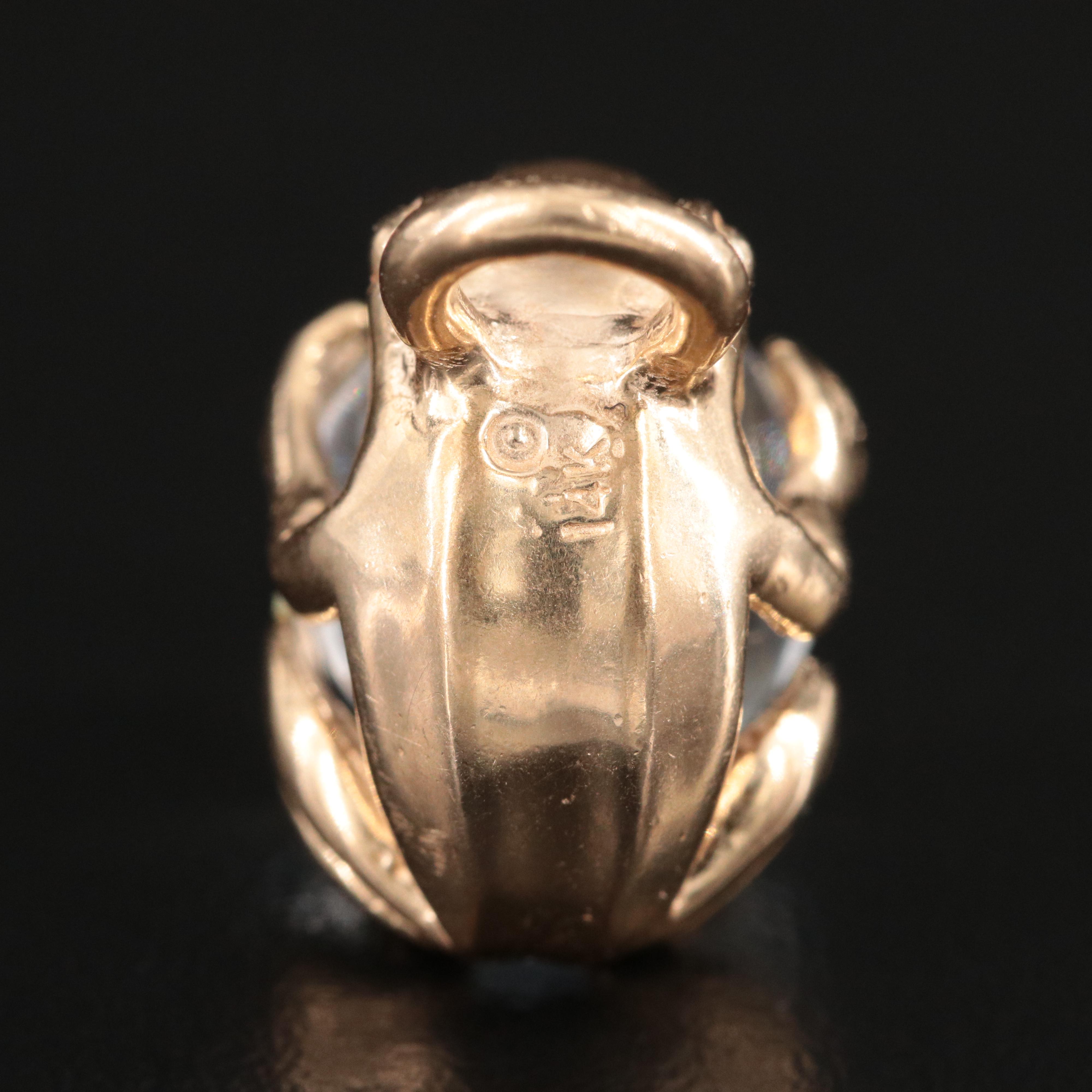 14K Frog  with Opal in Glass Sphere Pendant