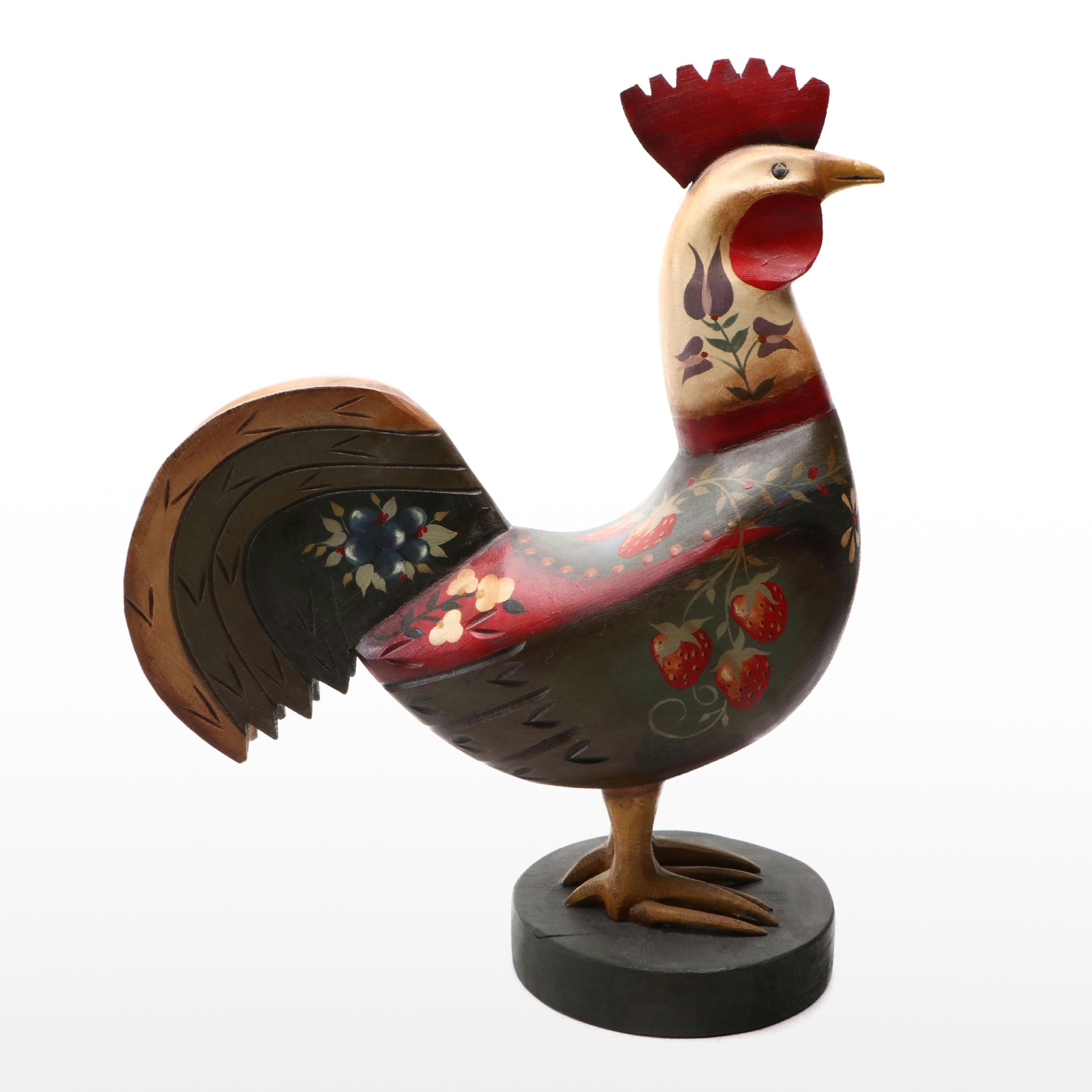 Canadian Hand-Painted Carved Wood Pennsylvania Dutch Style Rooster