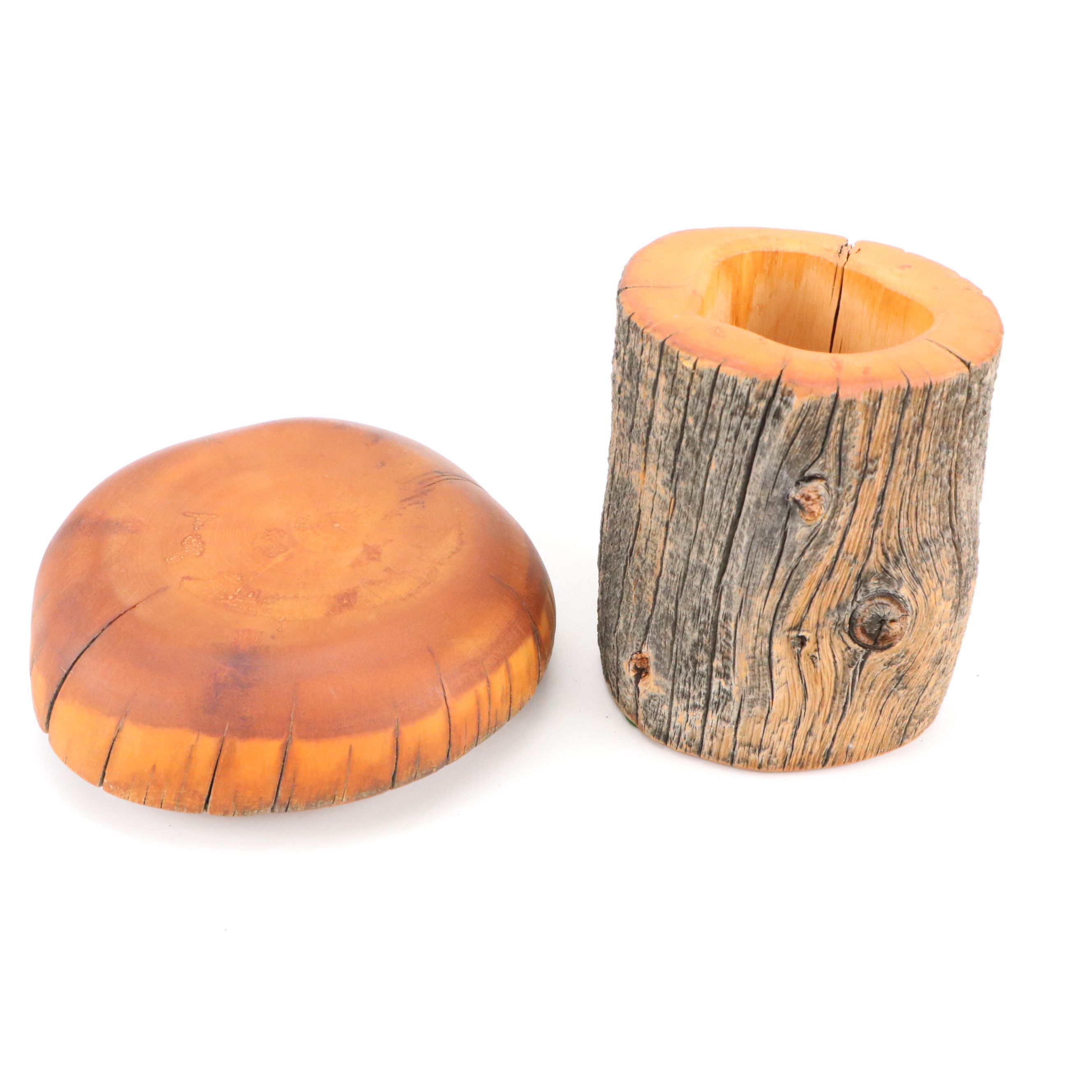 Spancraft Folk Art Carved Wood Mushroom Box