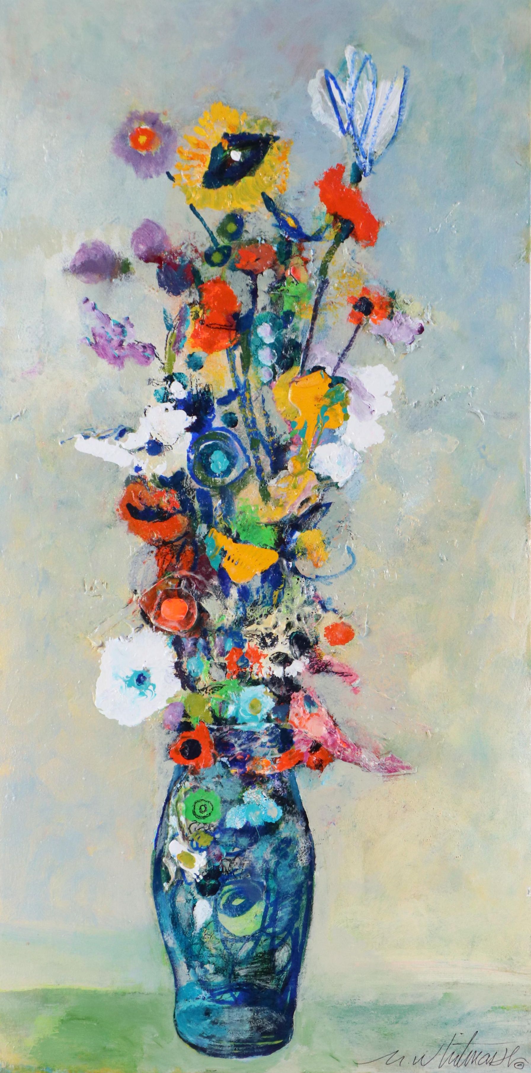 Mark Whitmarsh Floral Still Life Acrylic Painting "Picasso Hours," 2025