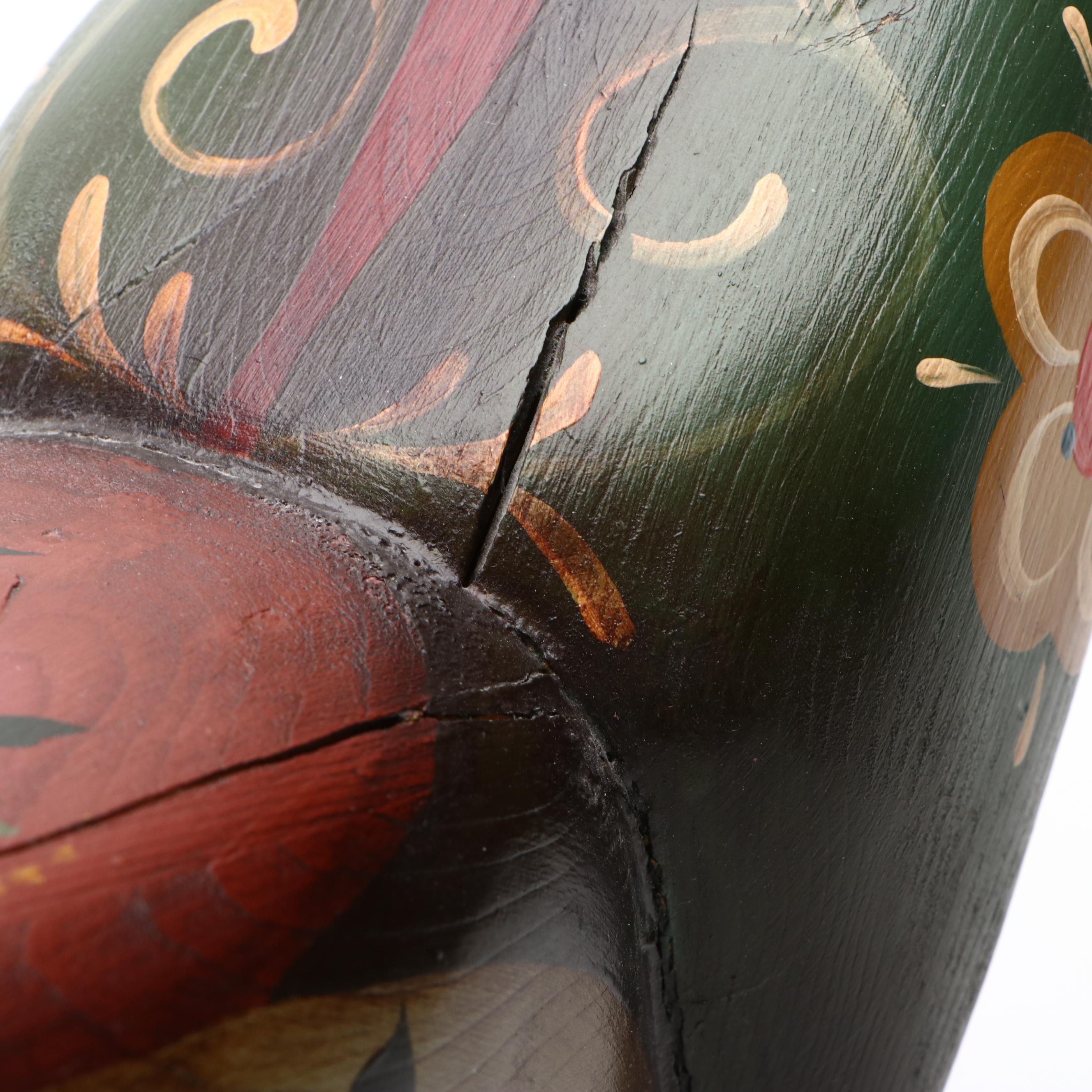 Pennsylvania Dutch Style Hand-Painted Carved Wood Pheasant