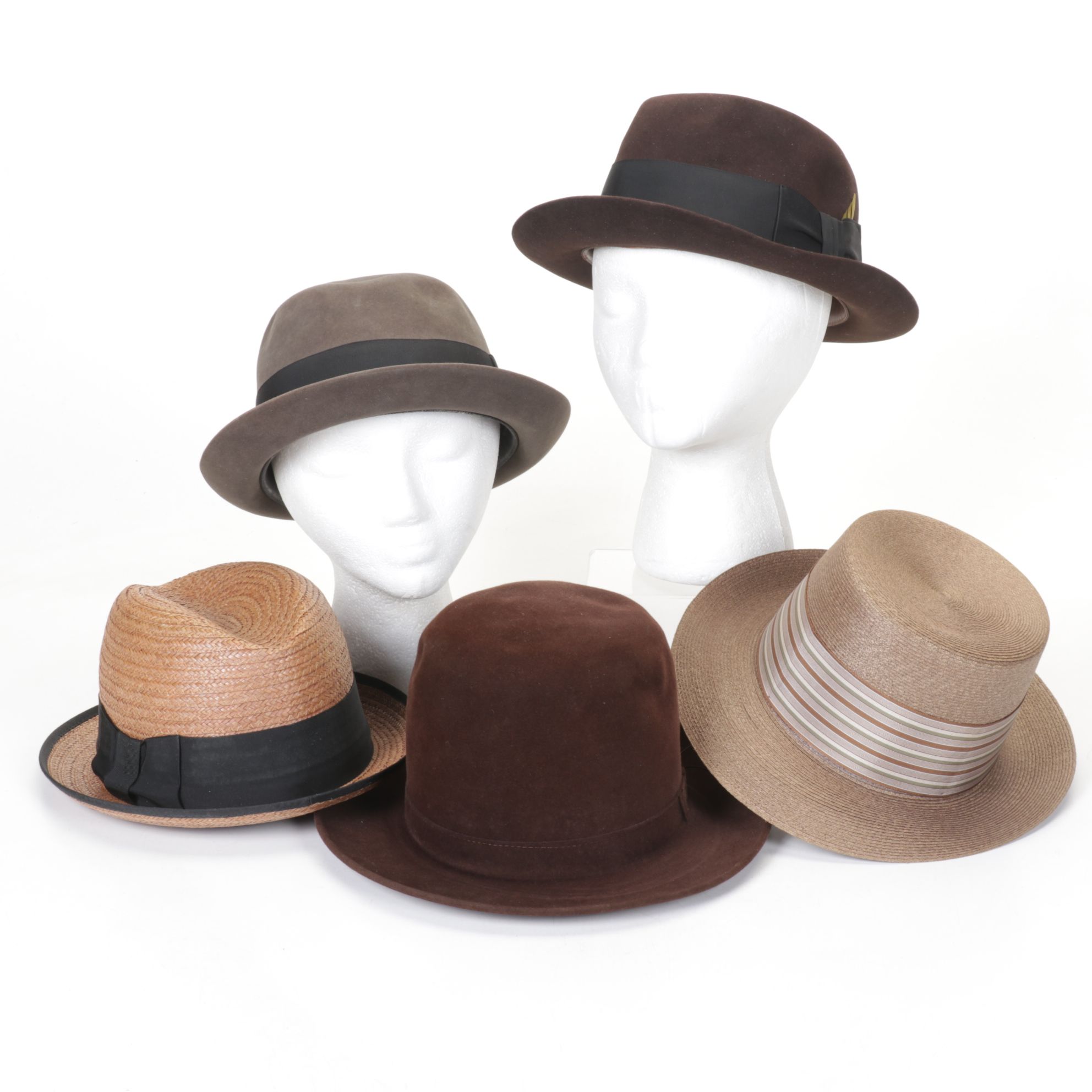 Resistol Beaver Felt Fedoras with Balboa Straw Hat and Mallory Felt Fedora