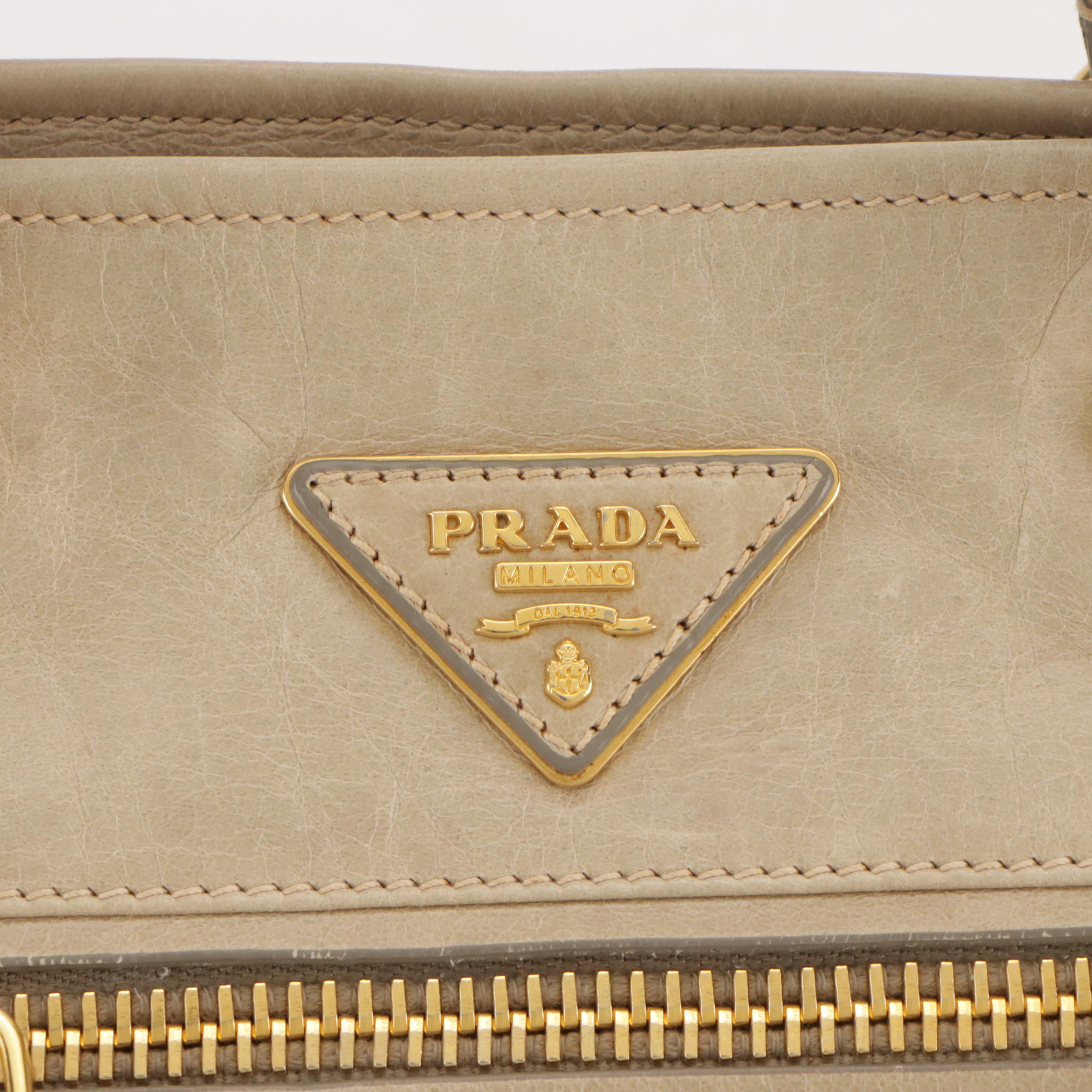 Prada Side Drawstring Tassel Two-Way Shoulder Bag in Crinkled Leather